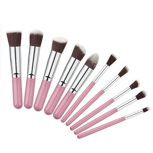 Professional 10-Piece Women's & Girls' Makeup Brush Set - Foundation, Blending, Blush, Eyeliner & Powder Brushes (Silver Pink) - Perfect for Daily Makeup, Contouring & Professional Makeup Artist Kit