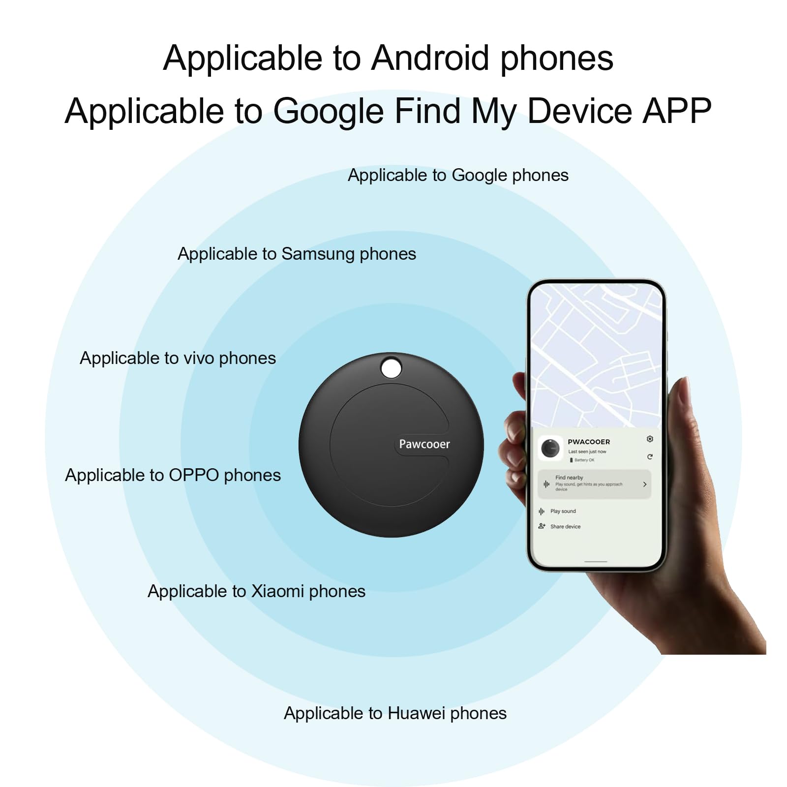 Bluetooth Tracker for Android & Samsung Phones - Smart Key Finder to Locate Lost Items (Black) | Perfect for Keys, Wallets, Bags & Pet Tracking