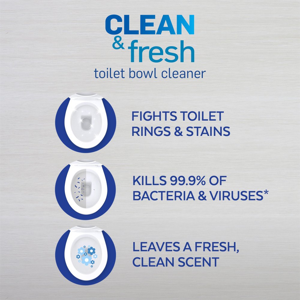 Lysol Clean & Fresh Toilet Bowl Cleaner - Ocean Fresh Scent, 24 Ounce (Pack of 4) | Powerful Bathroom Cleaning Solution for Toilets, Tubs & Showers | Eliminates Odors & Leaves Fresh Citrus Fragrance