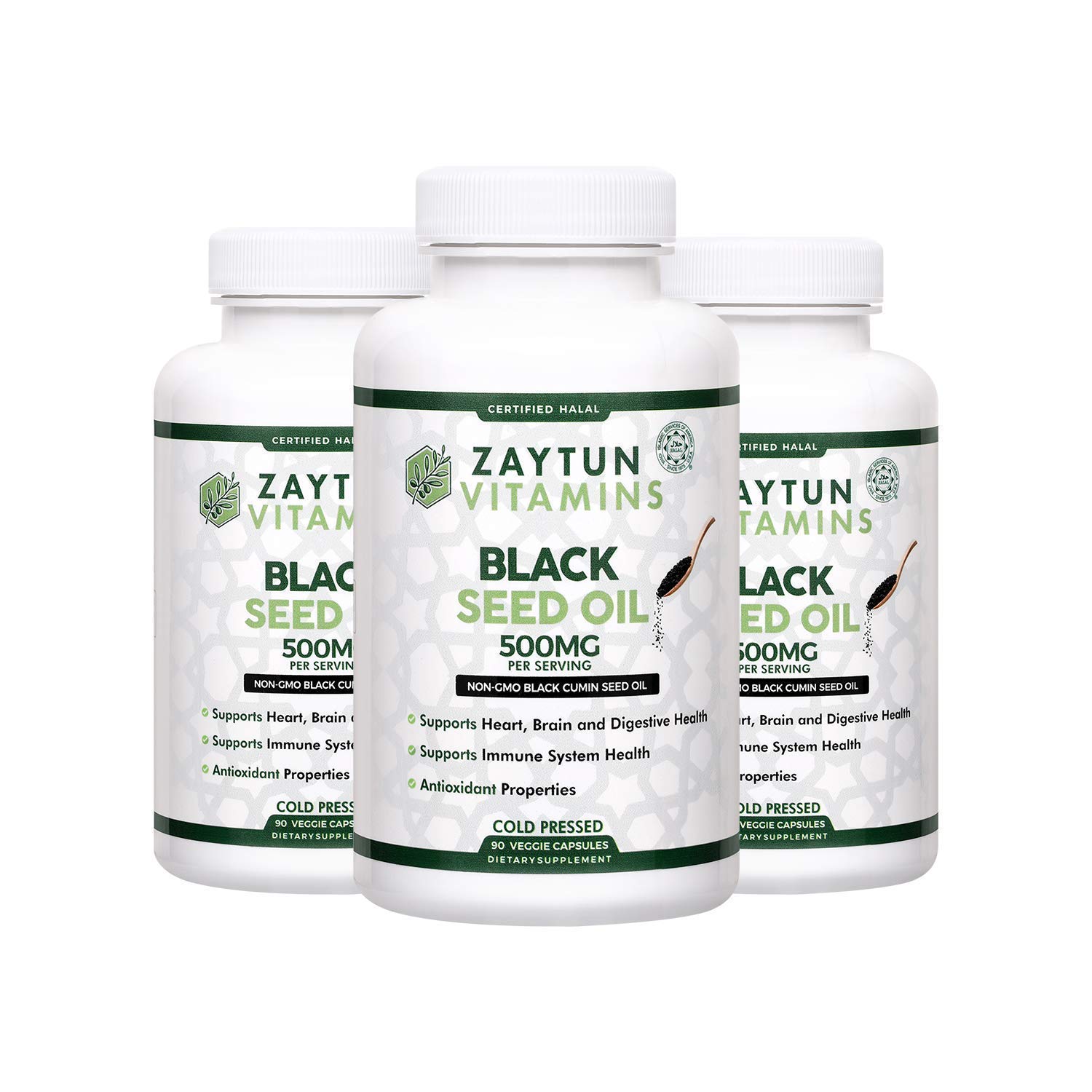 Premium Cold-Pressed Halal Black Seed Oil (3-Pack) - 100% Pure Nigella Sativa for Heart, Brain & Immune Support | Non-GMO, Made in USA | Perfect for Daily Wellness & Natural Remedies