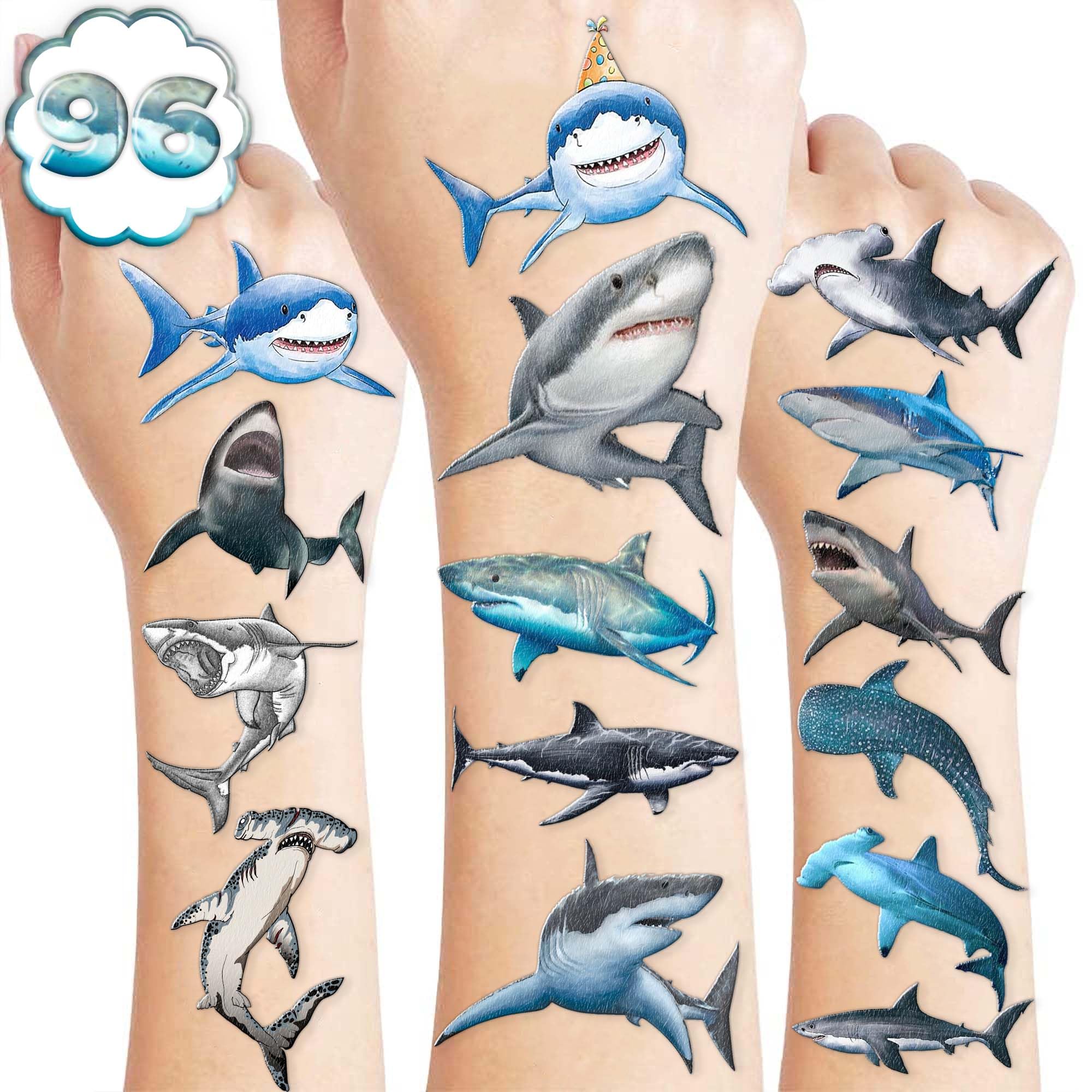 Shark Temporary Tattoos 118pcs - Kids & Adults for Parties, Rewards & Decor