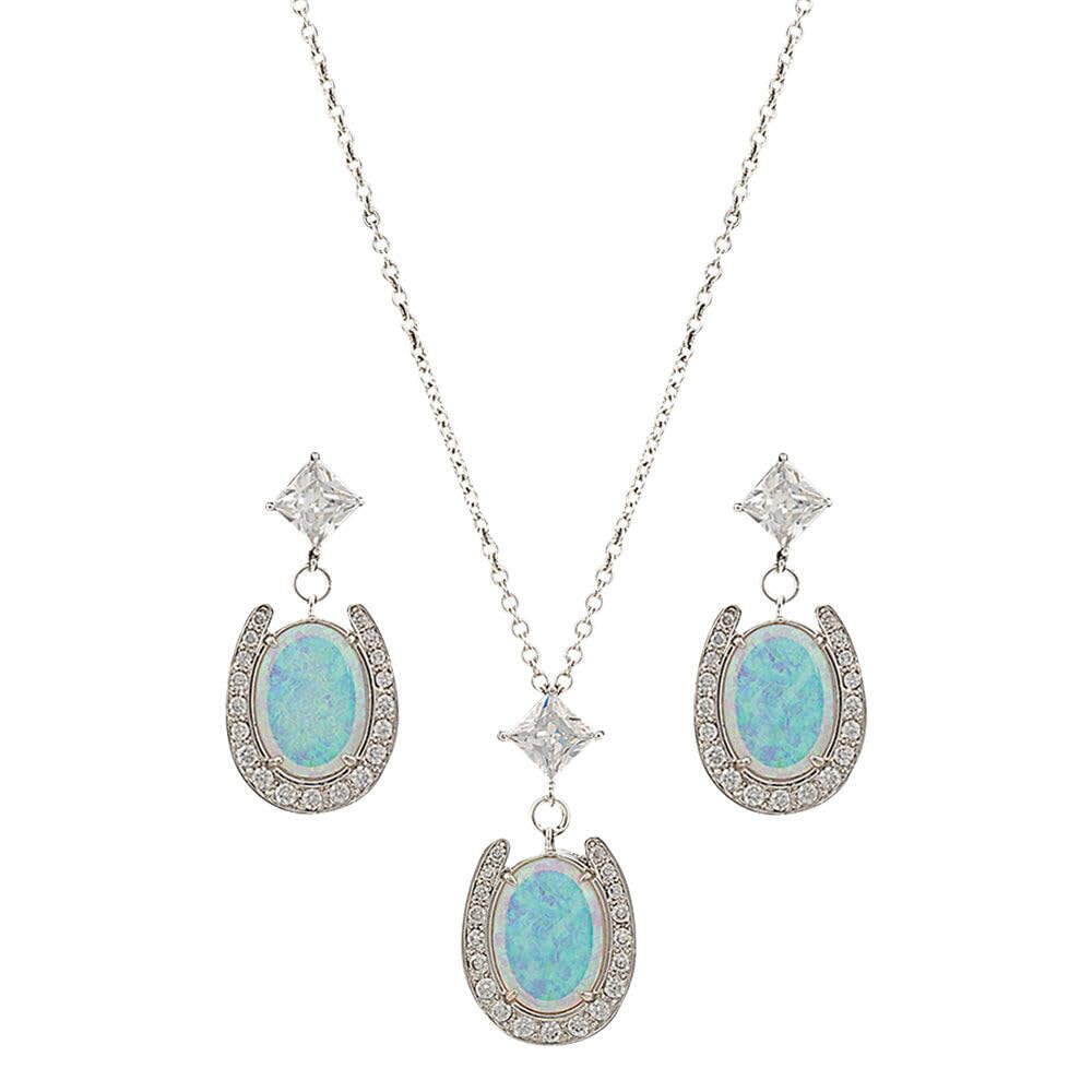 Montana Silversmiths Women's Silver River Lights Pond of Luck Necklace & Earrings Set - One Size - Perfect for Gifts, Weddings & Special Occasions