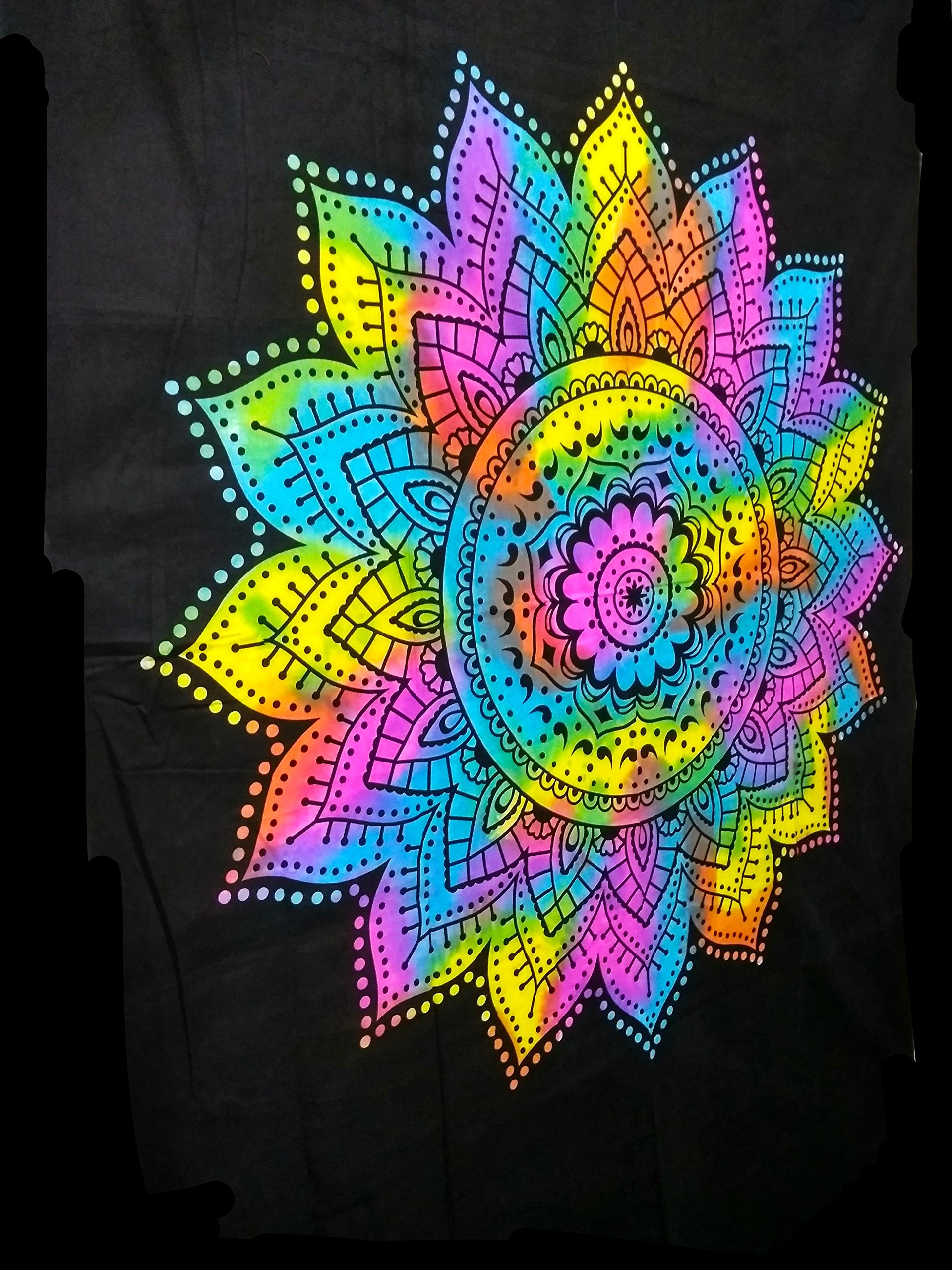 Handmade Indian Mandala Tapestry - Traditional Cotton Round Table Cover for Dining Table, Center Table Decor - Boho Home Decor, Meditation Room Accent
