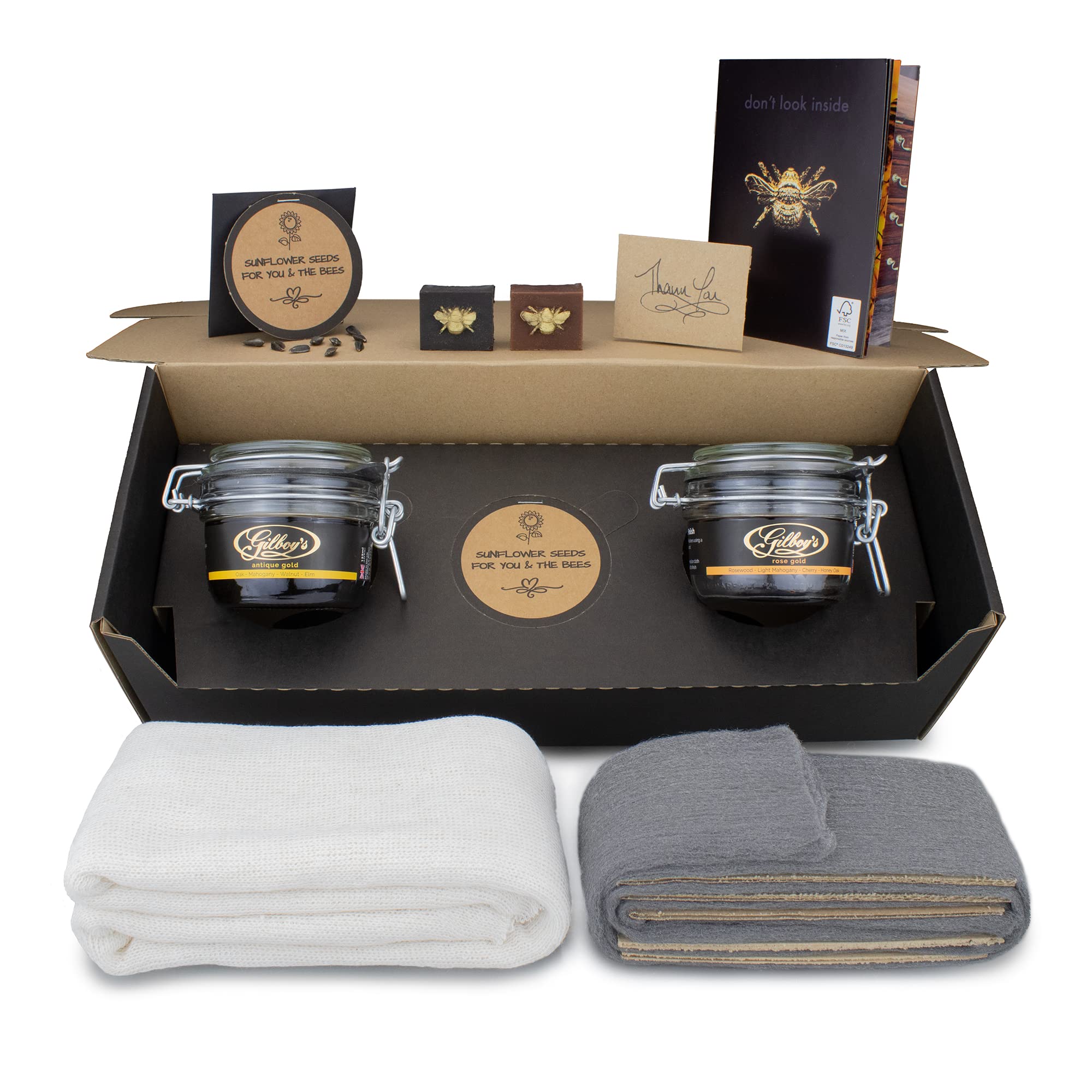 Premium Beeswax Antique Furniture Polish Kit - 2 Jars (Dark & Clear Wax) - Restores & Protects Wood - Ideal for Tables, Chairs, Cabinets & Vintage Furniture Care