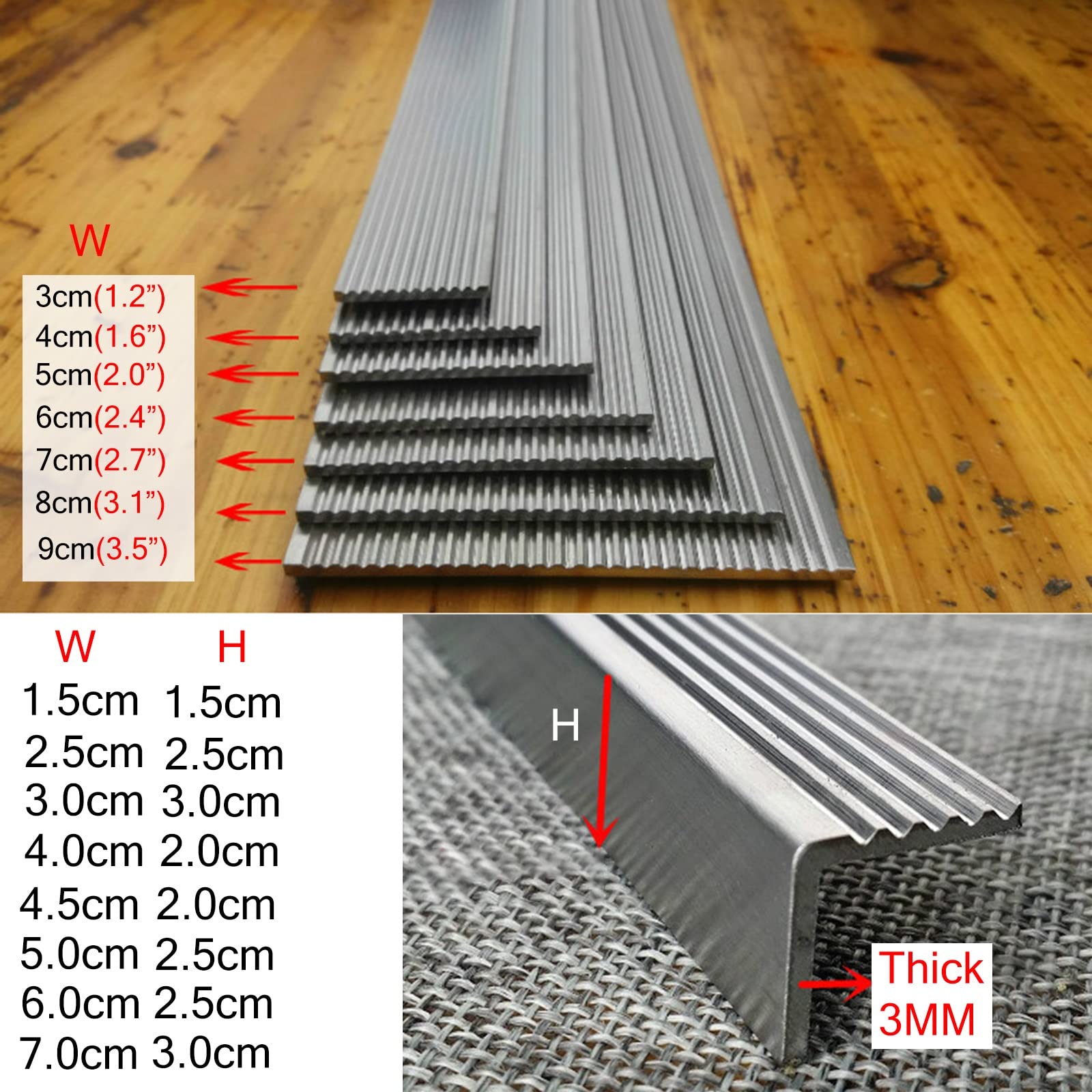 Premium Stainless Steel Stair Nosing - Non-Slip Metal Stair Edge Trim for Concrete, Tile & Wood Steps | Indoor/Outdoor Safety Transition Strip for Kids & Adults | Perfect for Homes, Schools & Commercial Buildings