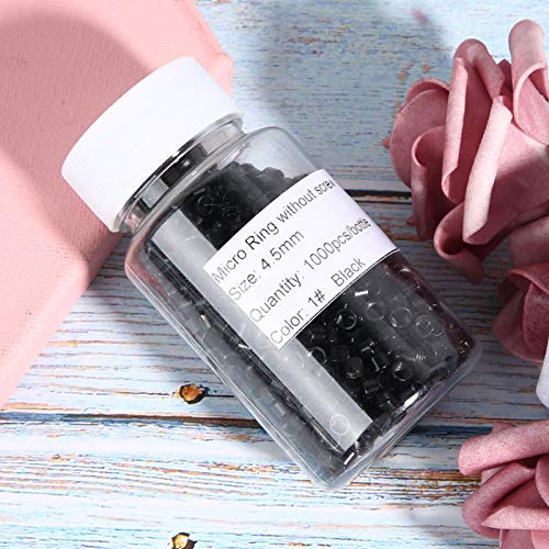 1000pcs Black Micro Hair Extension Link Rings - Screw-in Beads for All Hair Types | Professional Salon Stylist Tools for Seamless Hair Extensions & Styling (Great for Clip-ins, Weaves & DIY Hair Extensions at Home)