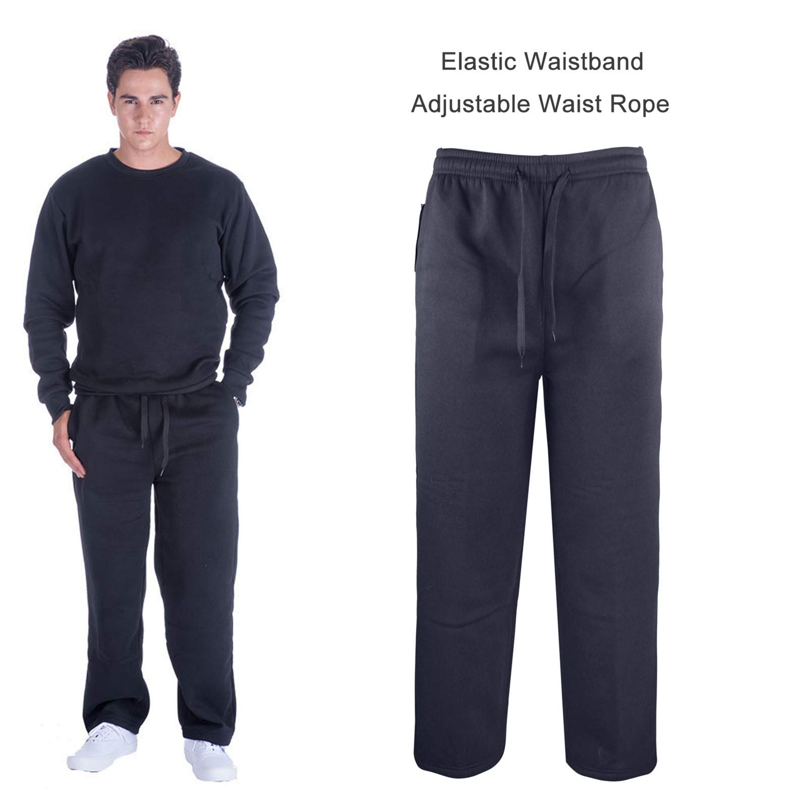 Men's Fleece Sweatpants - Soft Athletic Jogger Pants with Side Pockets for Casual Wear, Gym & Lounge - Comfortable Winter Workout & Relaxation Pants