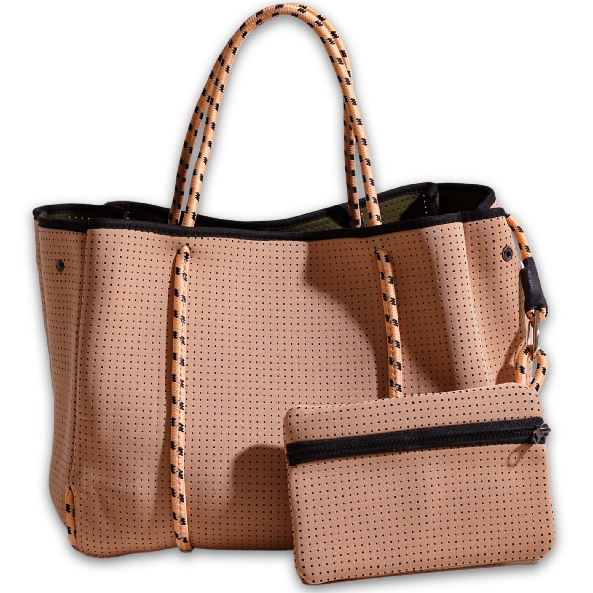 Stylish Large Neoprene Tote Bag for Women - Water-Resistant Designer Handbag with Multiple Pockets & Zipper Pouch | Perfect for Work, Travel, Beach & Everyday Use