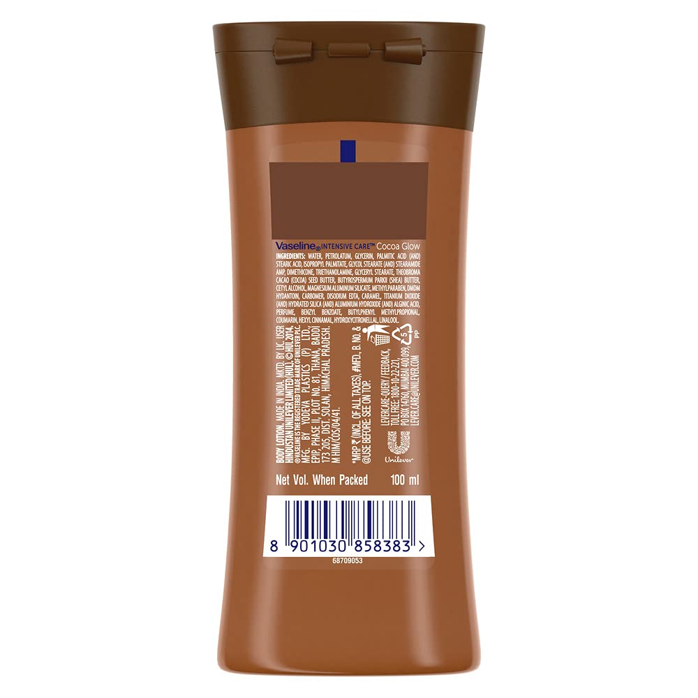 Vaseline Total Moisture Cocoa Glow Body Lotion 100ml - Deep Hydration & Nourishing for Dry Skin - Perfect for Daily Moisturizing & Winter Skin Care