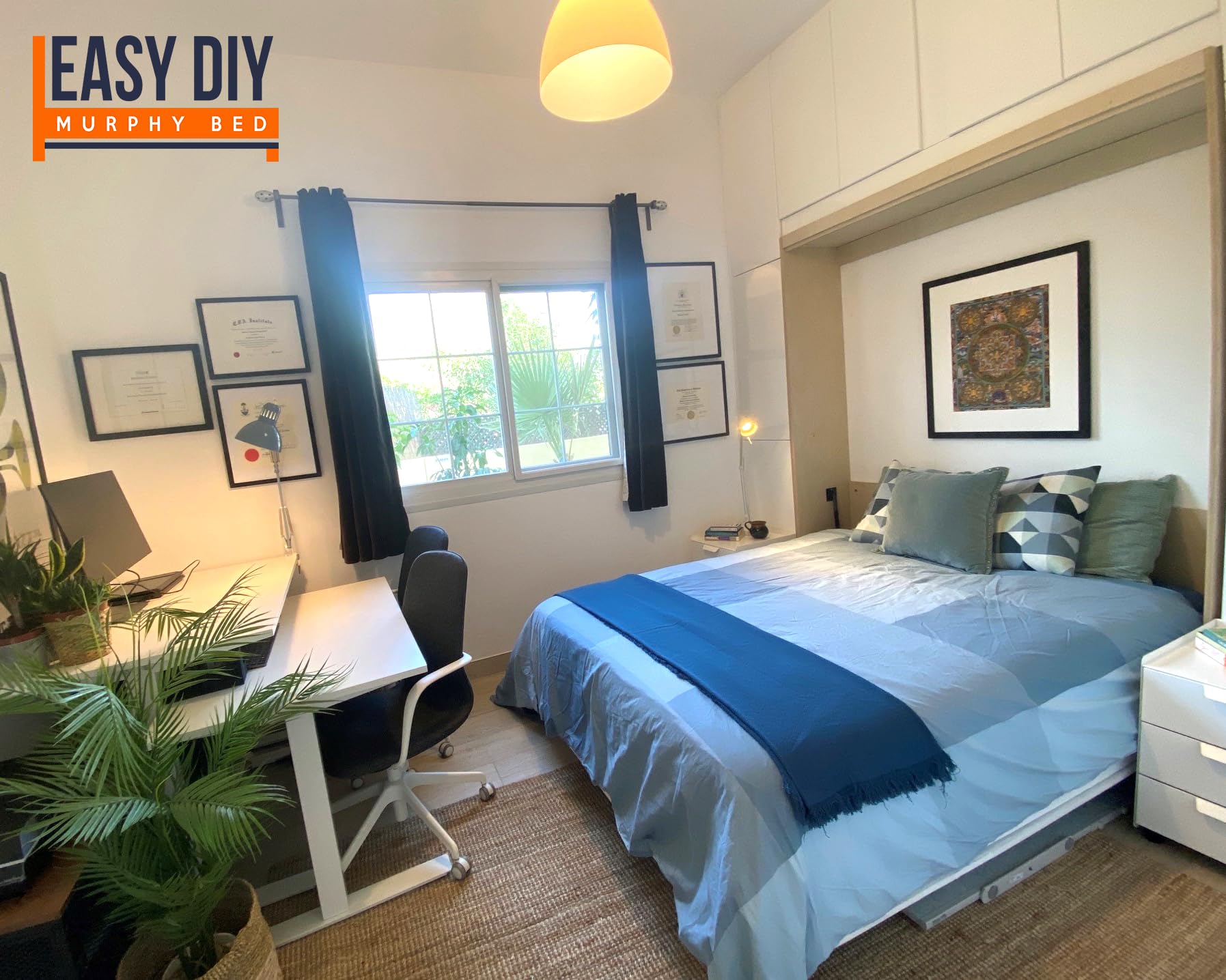 Twin Size Murphy Bed Hardware Kit - Horizontal Folding Wall Bed for Guest Room | Easy DIY Installation | Made in USA | Space-Saving Solution for Small Apartments & Home Offices