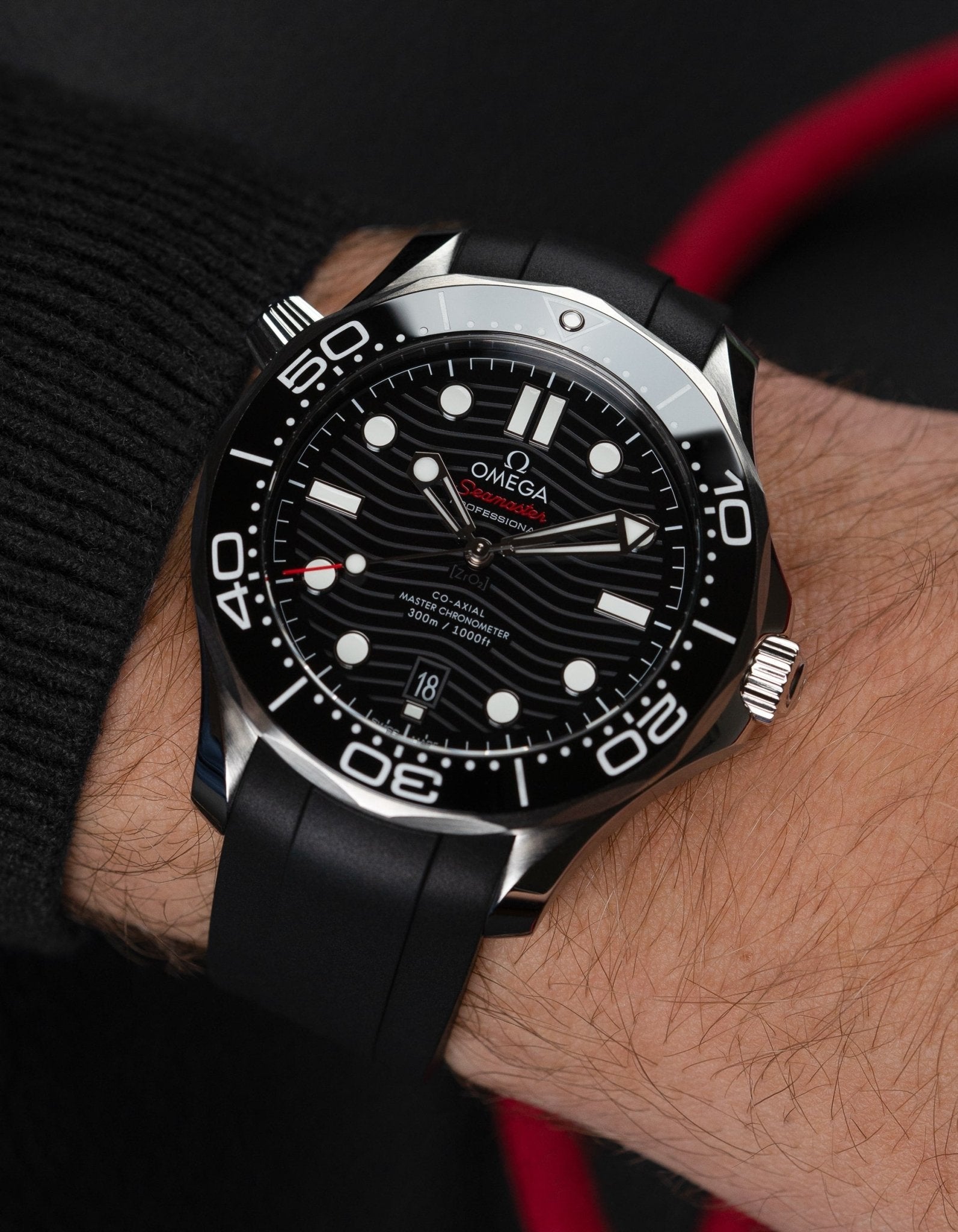Premium FKM Rubber Watch Band for Omega Seamaster 300 Diver Watch - Black | Waterproof & Durable Replacement Strap | Perfect for Swimming, Diving & Outdoor Activities