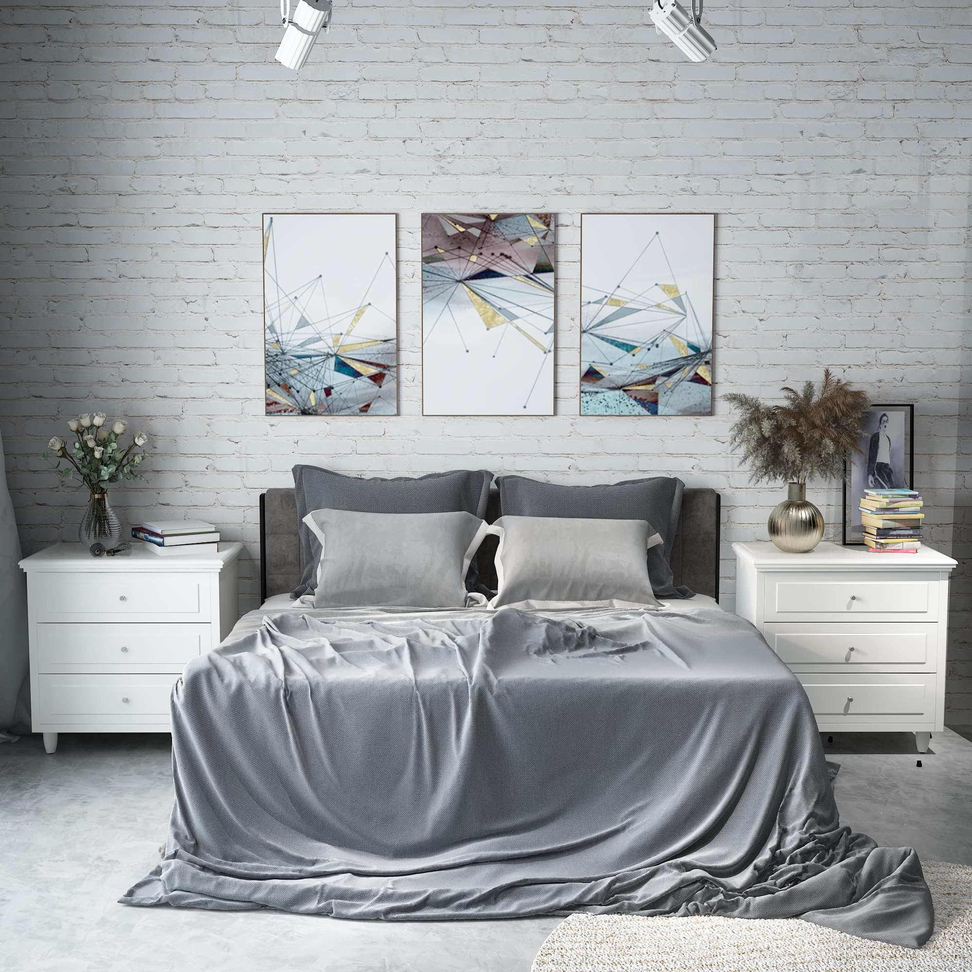 Modern White 3-Drawer Nightstand with Wood Legs - 15.75
