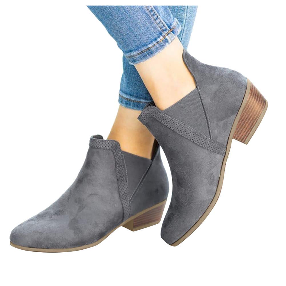 Gibobby Women's Chunky Heel Ankle Boots - Suede Leopard Print Low Heel Booties for Casual Wear & Dress Outfits | Perfect for Office, Date Night & Fall Fashion