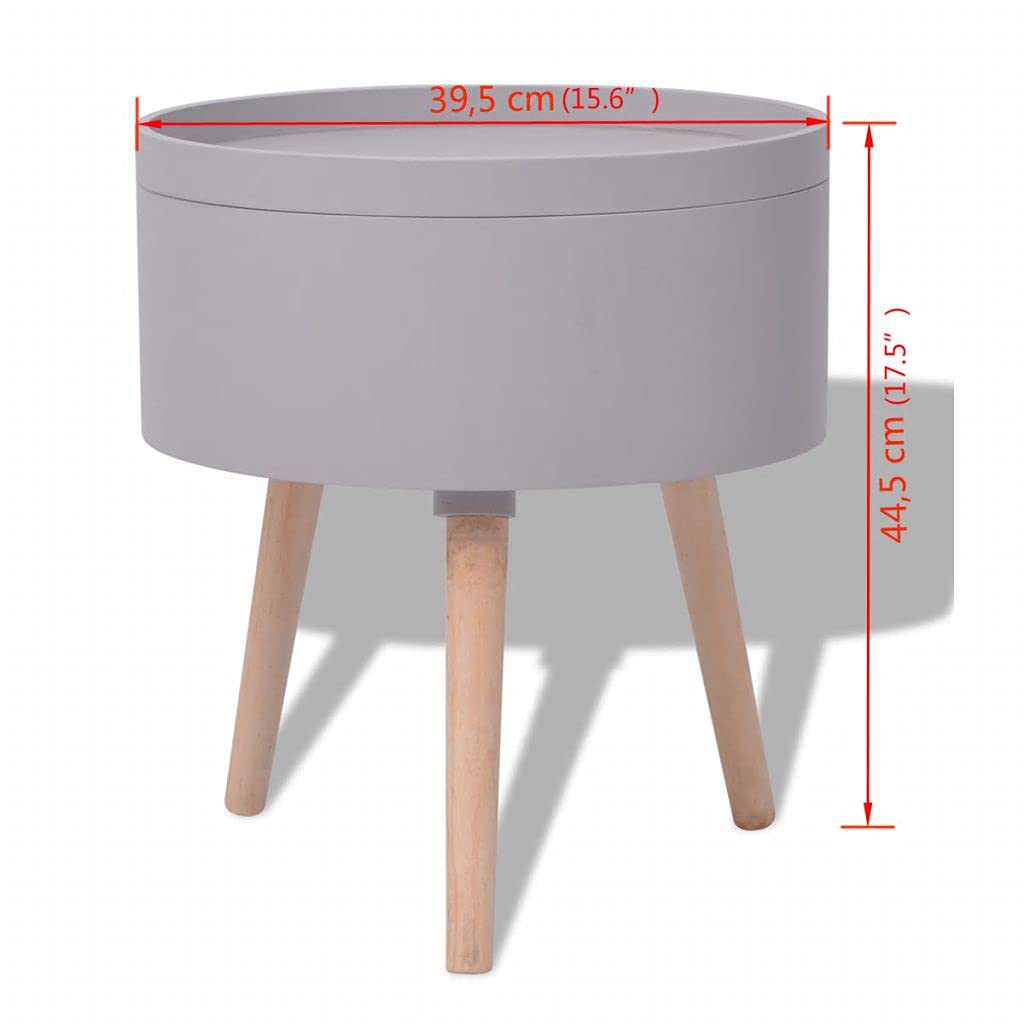 Modern Round Side Table with Serving Tray - 15.6