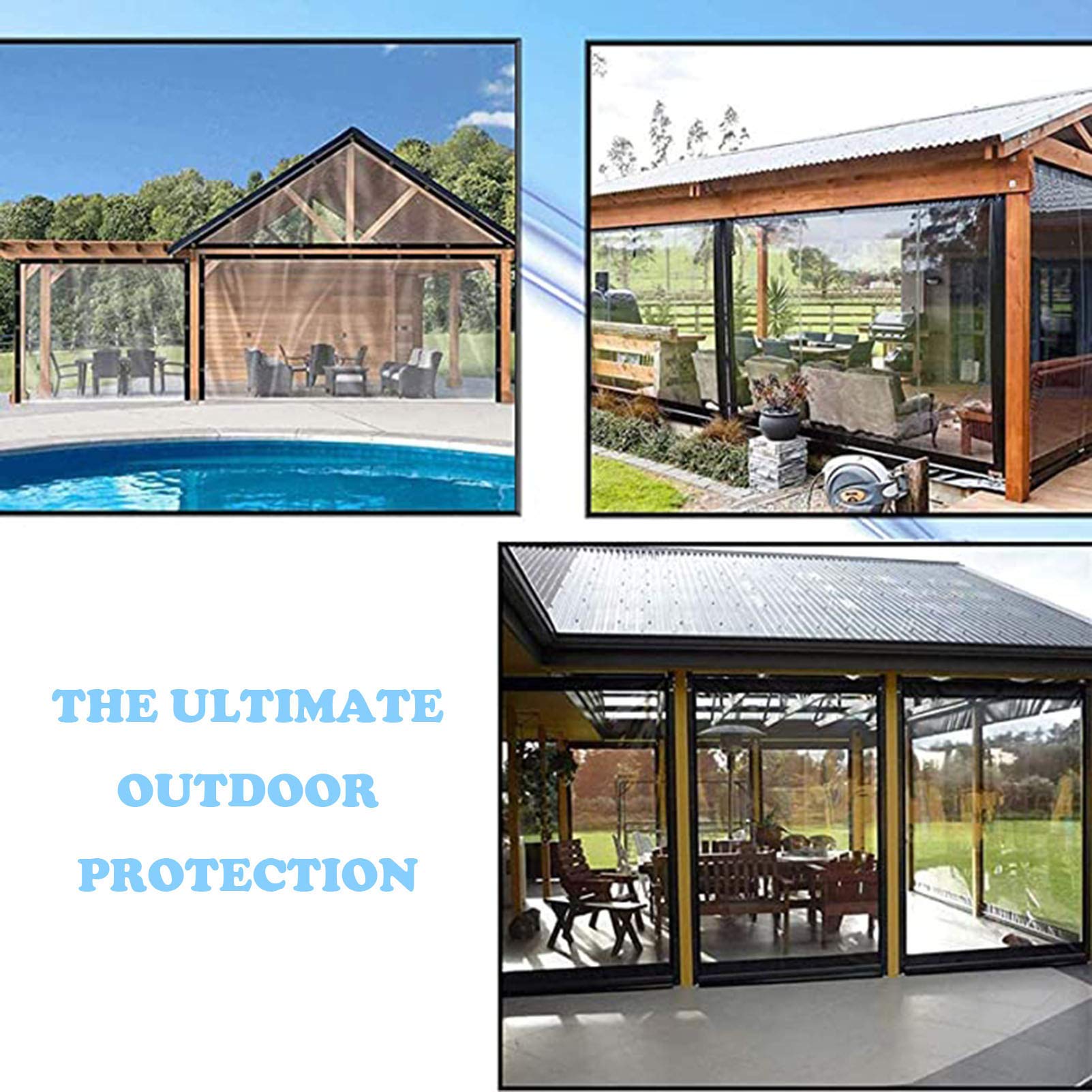 16x20ft Clear Waterproof Tarp Cover - Heavy Duty PVC Transparent Plastic Tarpaulin Sheet for Rainproof Protection | Ideal for Greenhouses, Patios, Garden Sheds & Outdoor Enclosures