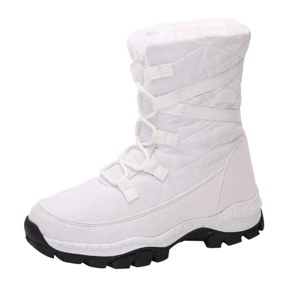 Holibanna Women's Mid-Calf Winter Snow Boots - Warm Waterproof Leather Ankle Booties for Cold Weather, Hiking & Outdoor Activities