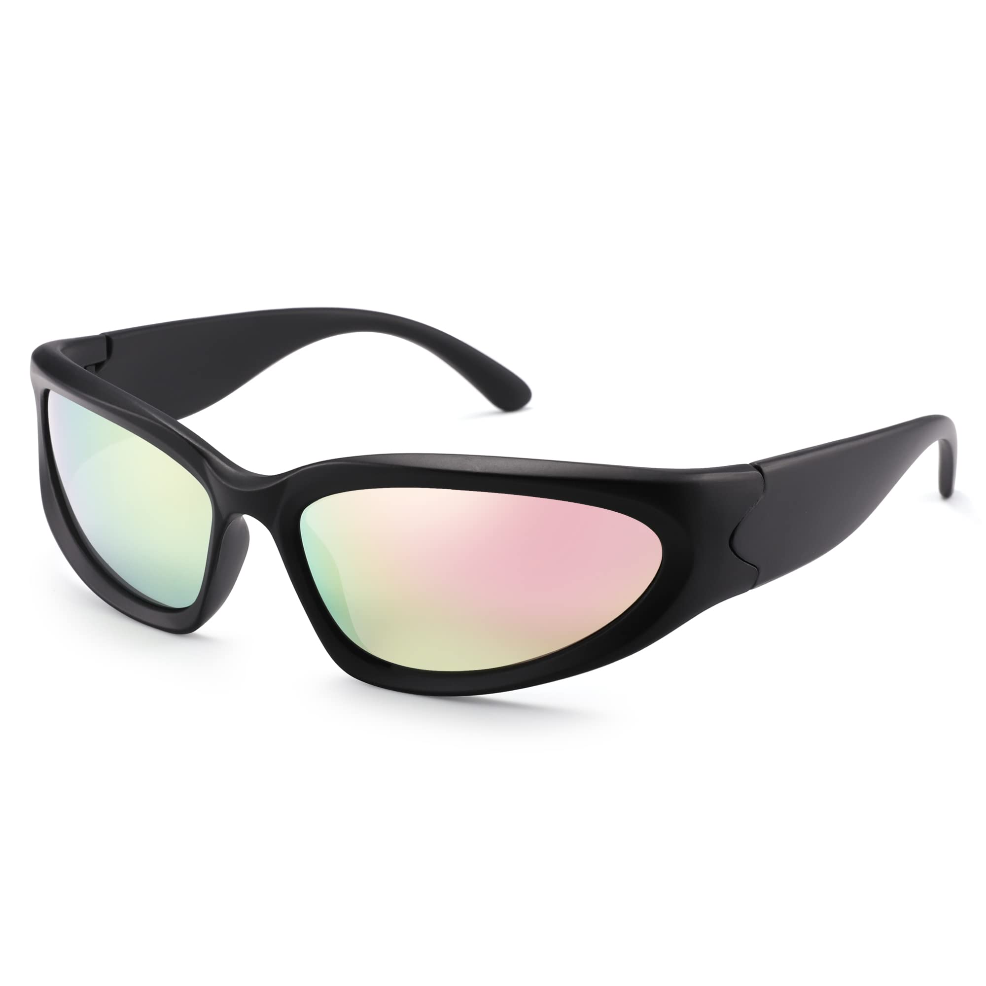 ZUVGEES Wrap Around Fashion Sunglasses for Men & Women - Trendy Oval Sport Sunglasses UV400 Protection - Perfect for Running, Cycling, Beach & Outdoor Activities