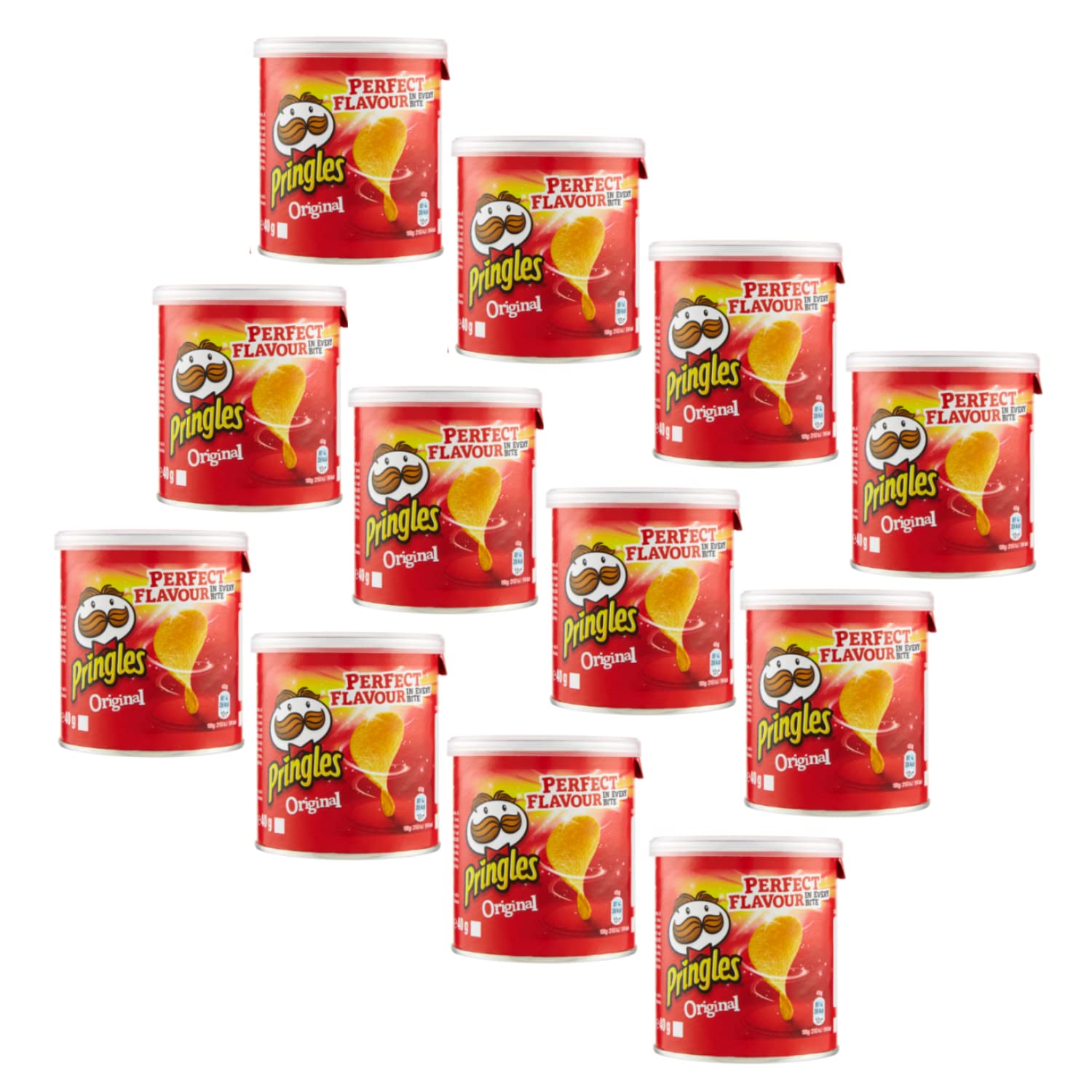 Pringles Original Salted Potato Crisps in Can - 12 Pack (40g Each) | Crunchy Snacks for Office, School & Travel | Perfect for Parties & Movie Nights