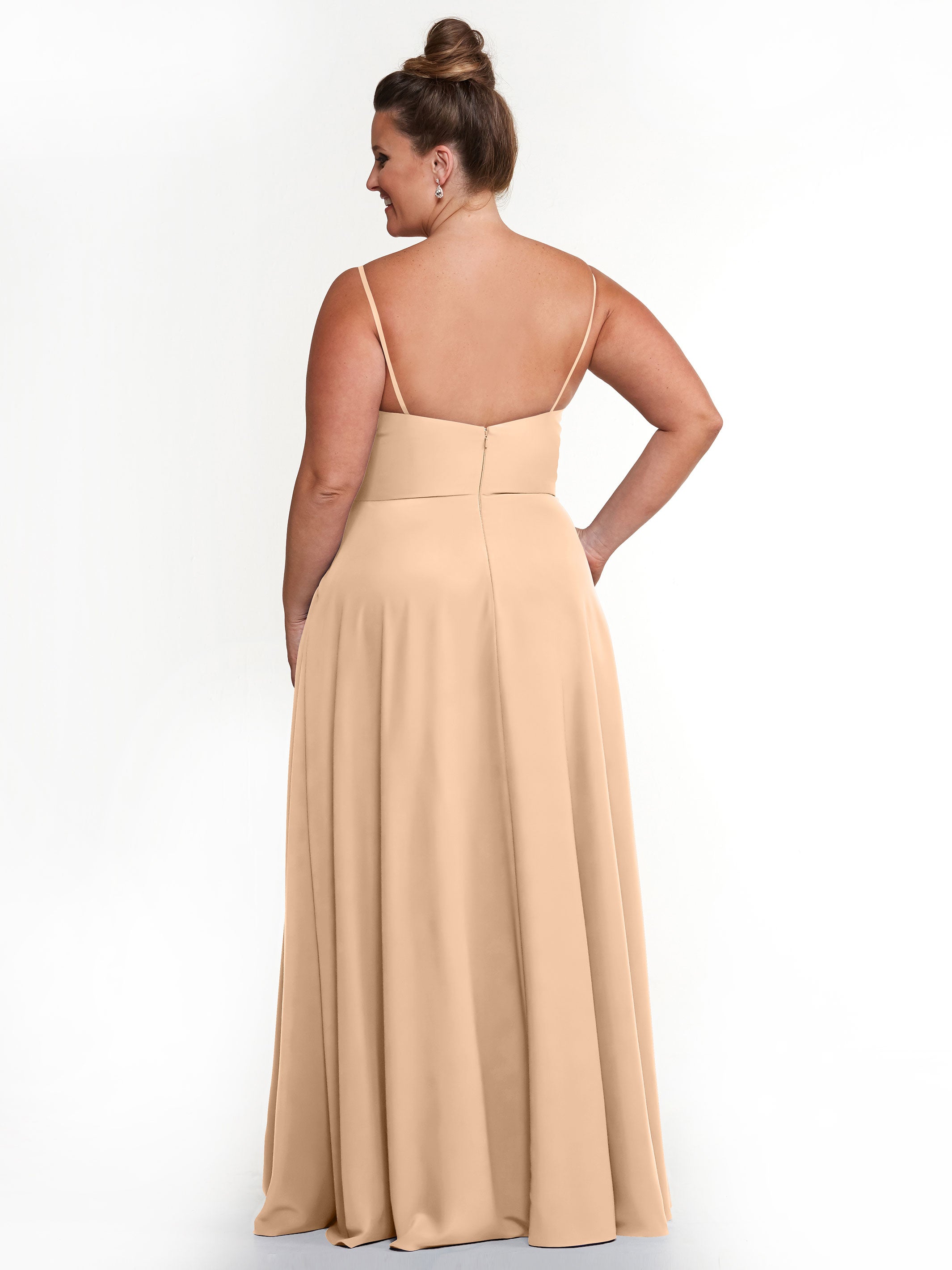 Elegant 83012 Flowy Stretch Chiffon A-Line Bridesmaid Dress with V-Neck - Perfect for Weddings, Parties & Formal Events