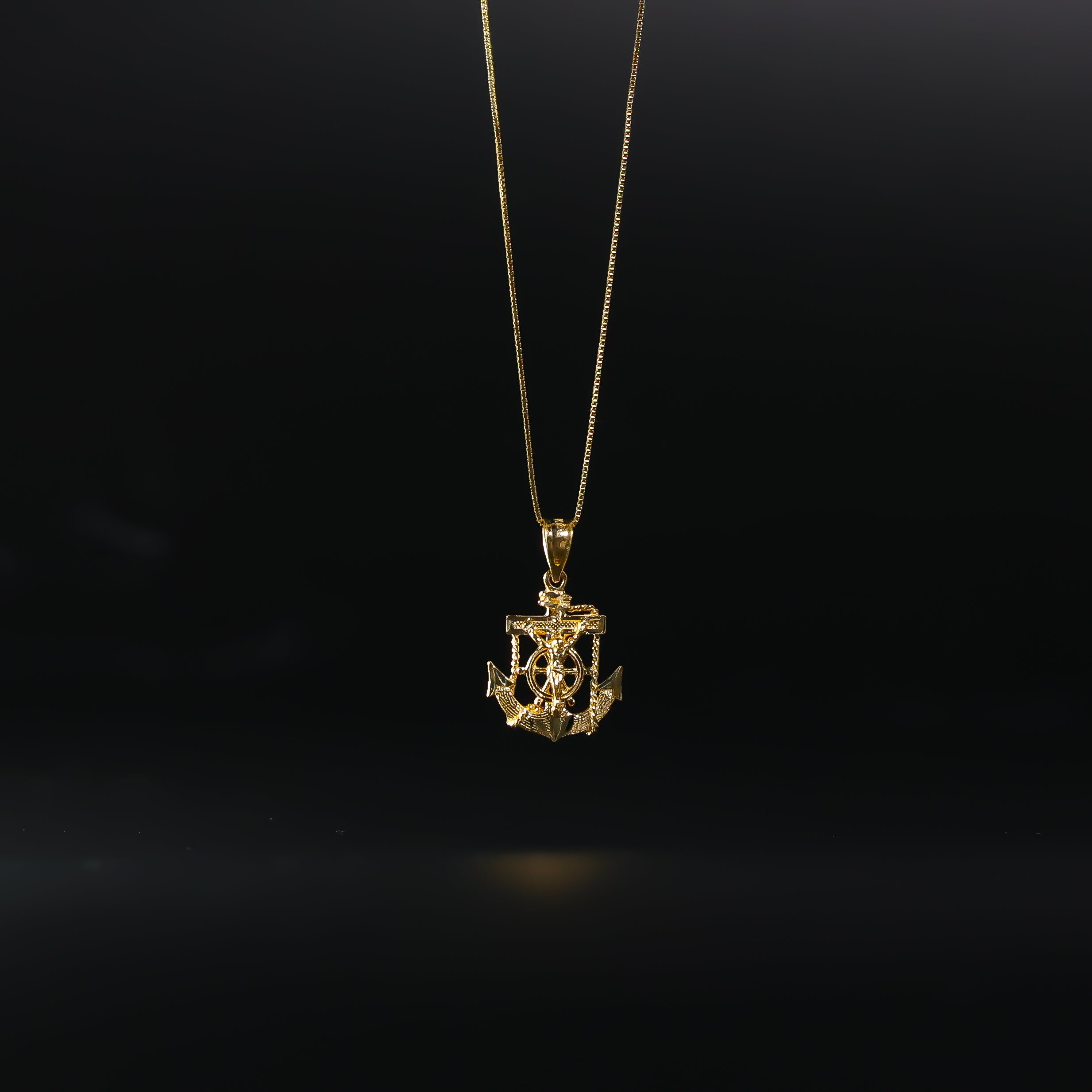 Gold Dainty Mariner Anchor Crucifix Pendant Necklace - Model 1228 | Elegant Religious Jewelry for Women, Perfect for Gifts, Baptism & Everyday Wear