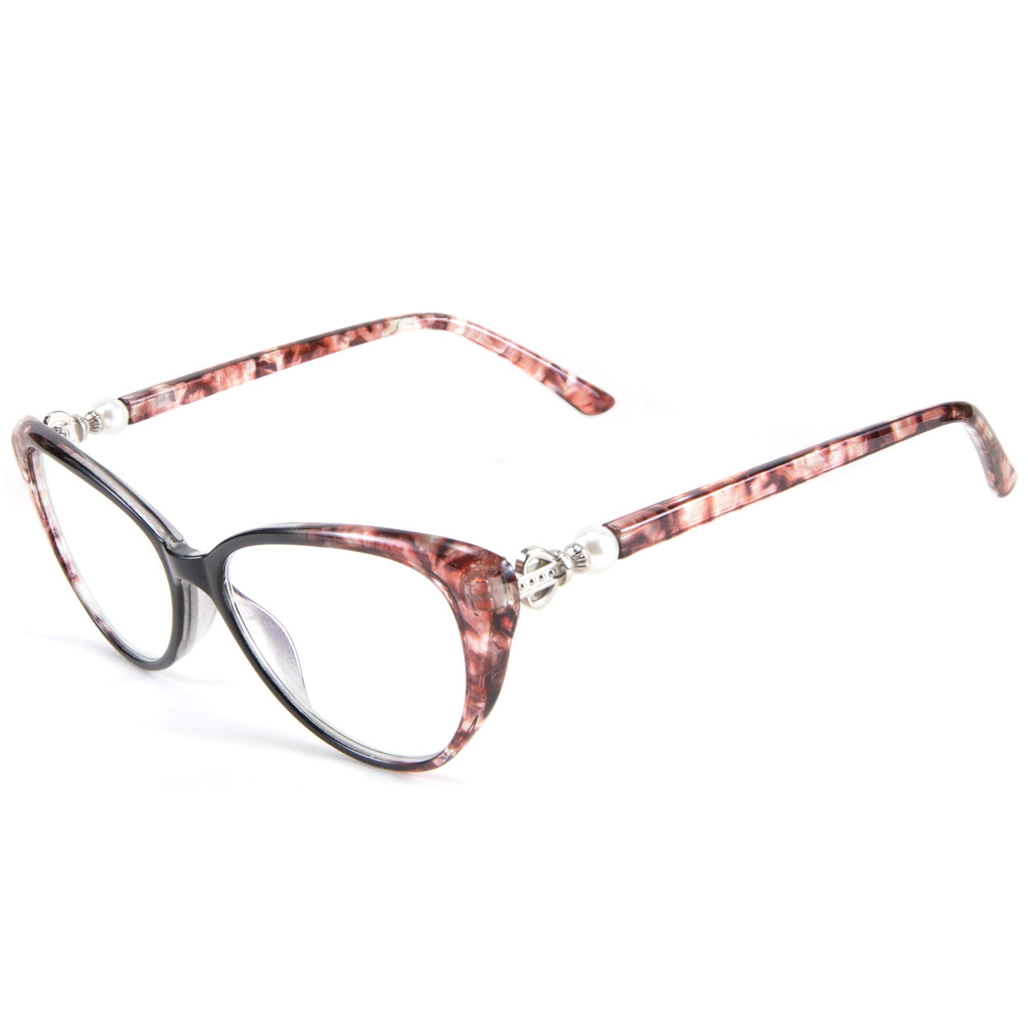 FEISEDY Cat Eye Reading Glasses for Women - Bead Inlay Vintage Style Readers with Lightweight Frame (B2685) | Perfect for Reading, Office Work & Fashion Accessories