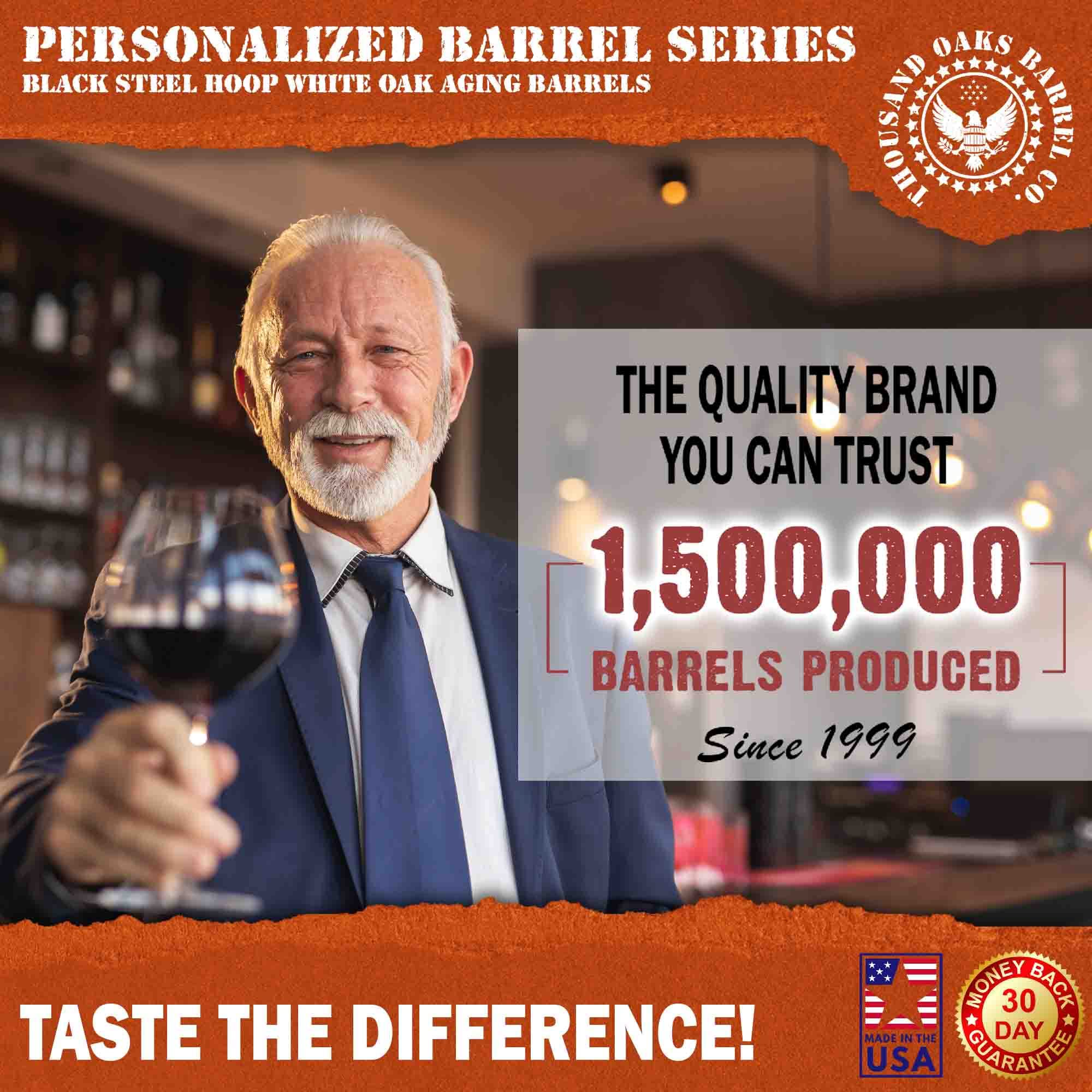 5 Liter Personalized Oak Wine Barrel (1 Gallon) with Stand, Bung & Spigot - Custom Engraved V16 Design for Aging Whiskey, Bourbon, Cocktails & Beer | Perfect for Home Bars, Gifts & Craft Brewing