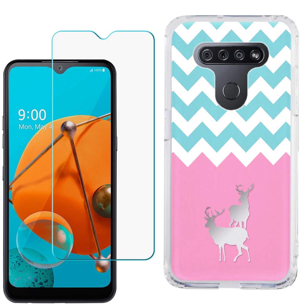 LG K51 Case with Tempered Glass - Slim TPU Gel Cover for Protection | Outdoor & Daily Use