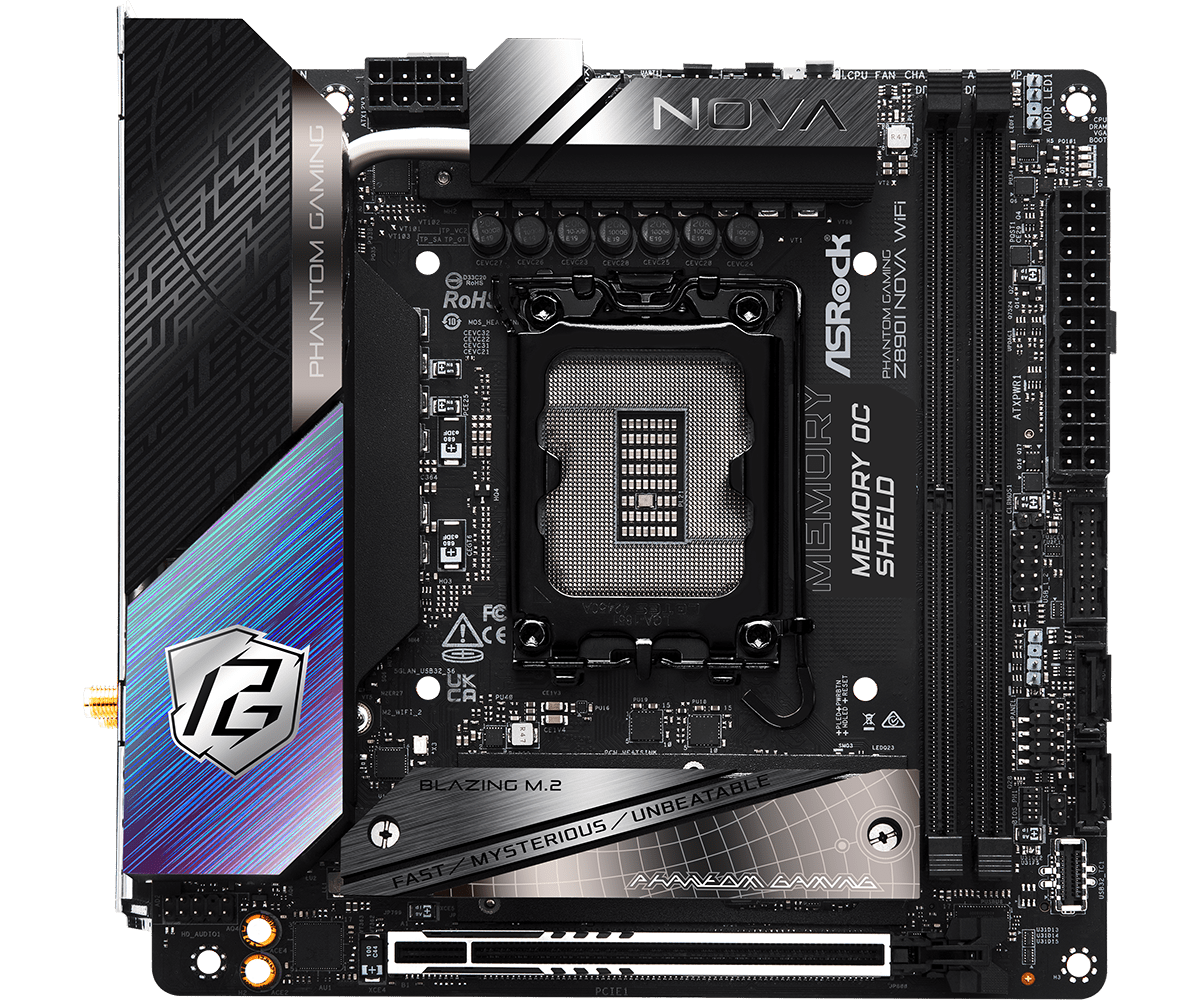 ASRock Z890I Nova WiFi Mini ITX Motherboard - Intel LGA 1700 Socket, DDR5, PCIe 5.0, Dual M.2, WiFi 6E - Perfect for Compact Gaming PCs & Home Theater Builds