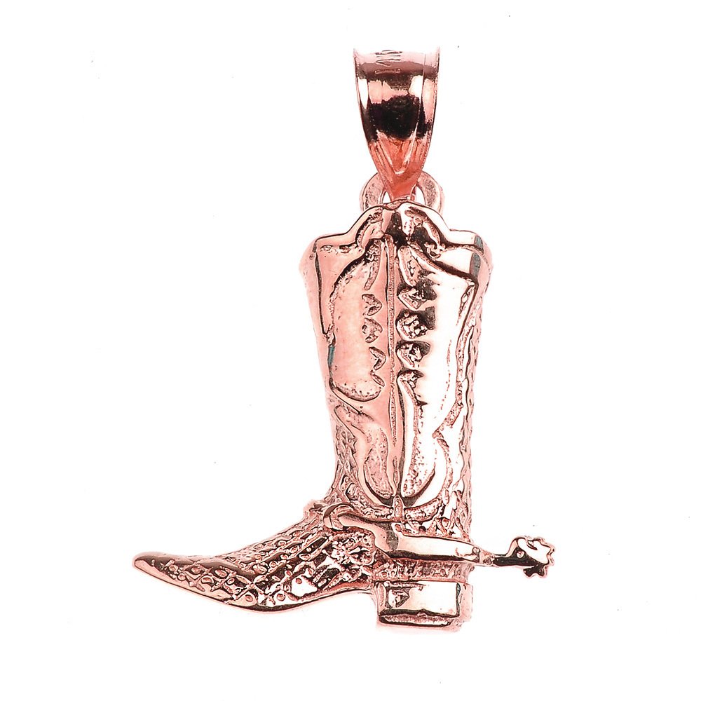 14K Rose Gold Lucky Cowboy Boot Pendant Charm for Necklace - Western Jewelry Gift for Women, Perfect for Cowgirl Outfits & Country Music Events