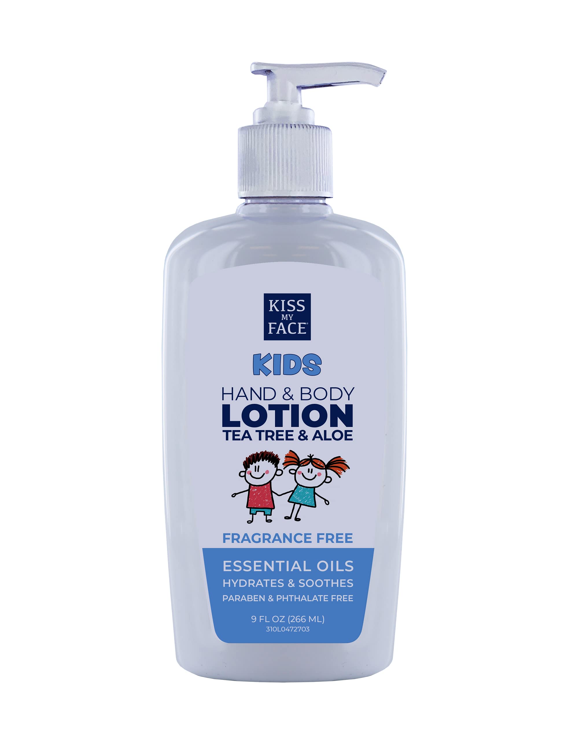 Kiss My Face Kids Fragrance-Free Hand & Body Lotion - Hydrating & Soothing Vegan Lotion for Sensitive Skin - Cruelty-Free 9 fl oz Pump Bottle - Perfect for Daily Moisturizing at School & Home