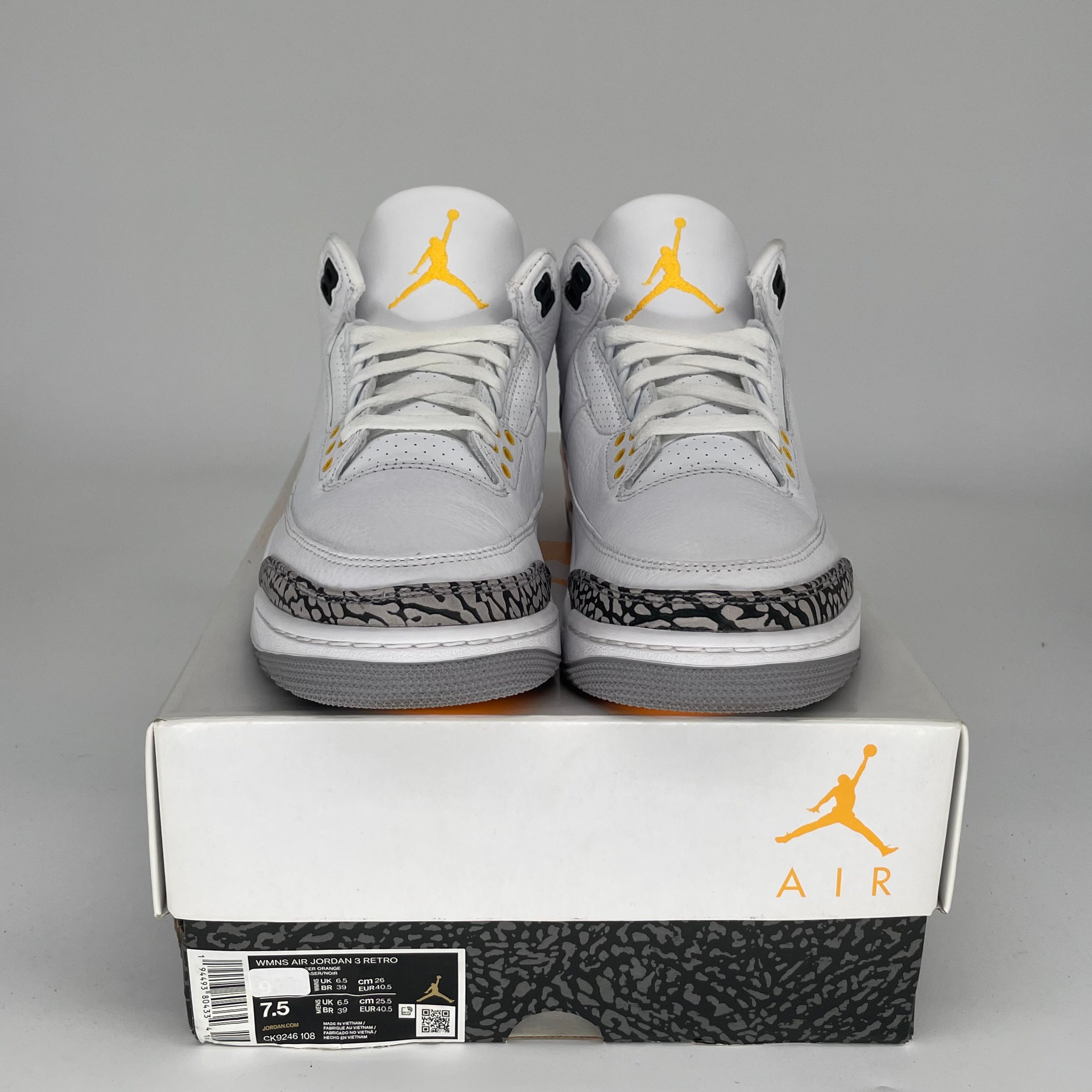 AIR JORDAN 3 LASER ORANGE Women's Sneakers - Size 7.5/9W (CK9246-108) - Retro Basketball Shoes for Running, Gym & Streetwear Fashion