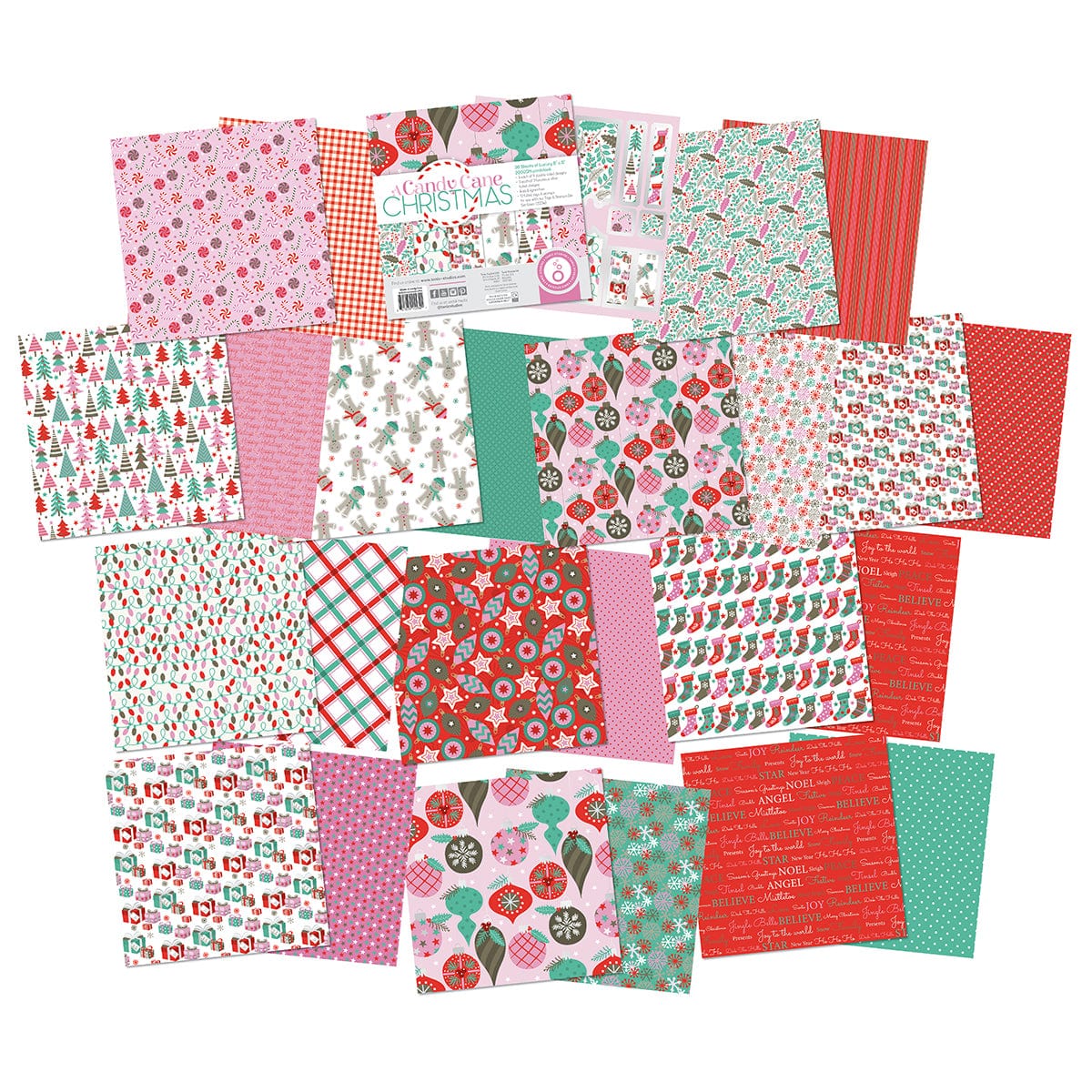 Christmas Candy Cane Papercraft Collection - DIY Holiday Scrapbooking & Card Making Supplies for Festive Home Decor & Gift Wrapping