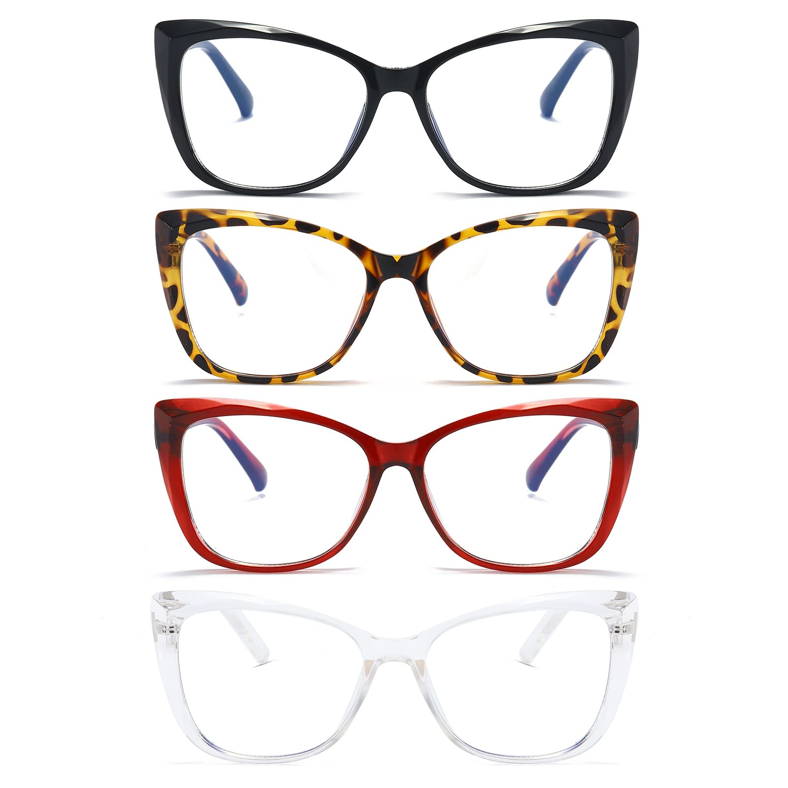 Stylish Cat Eye Reading Glasses for Women - 4 Pack Blue Light Blocking Glasses +2.5 Magnification - Perfect for Computer Work, Reading & Screen Time