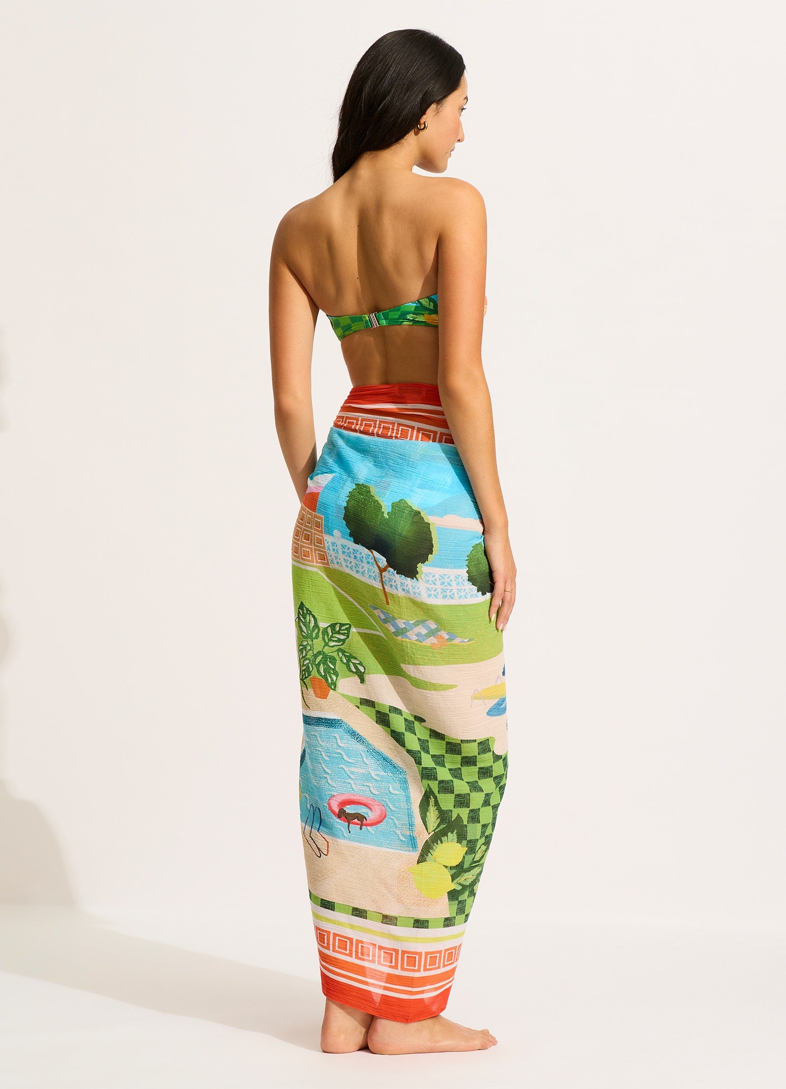 Turquoise Sunset Sarong - Stylish Beach Wrap for Women, Perfect for Poolside, Vacation & Summer Outfits