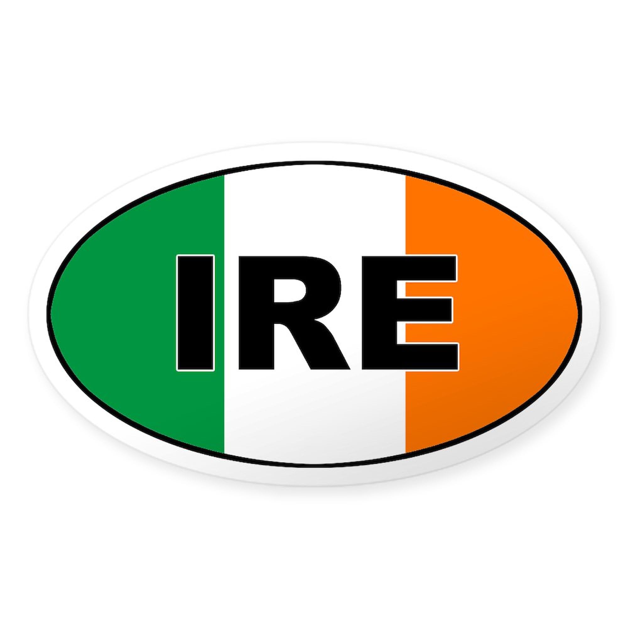 Irish Flag Oval Sticker - IRE Oval Car Bumper Decal for Cars, Laptops, Windows | Show Your Irish Pride on St. Patrick's Day & Celtic Events