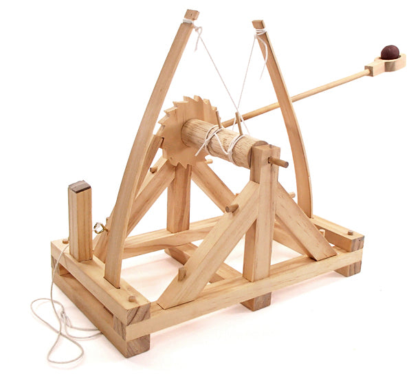 Leonardo da Vinci Catapult Wooden Kit - 42x42cm DIY Science Construction Model for Kids & Adults - Educational STEM Toy for Physics Learning, School Projects & Medieval History Enthusiasts