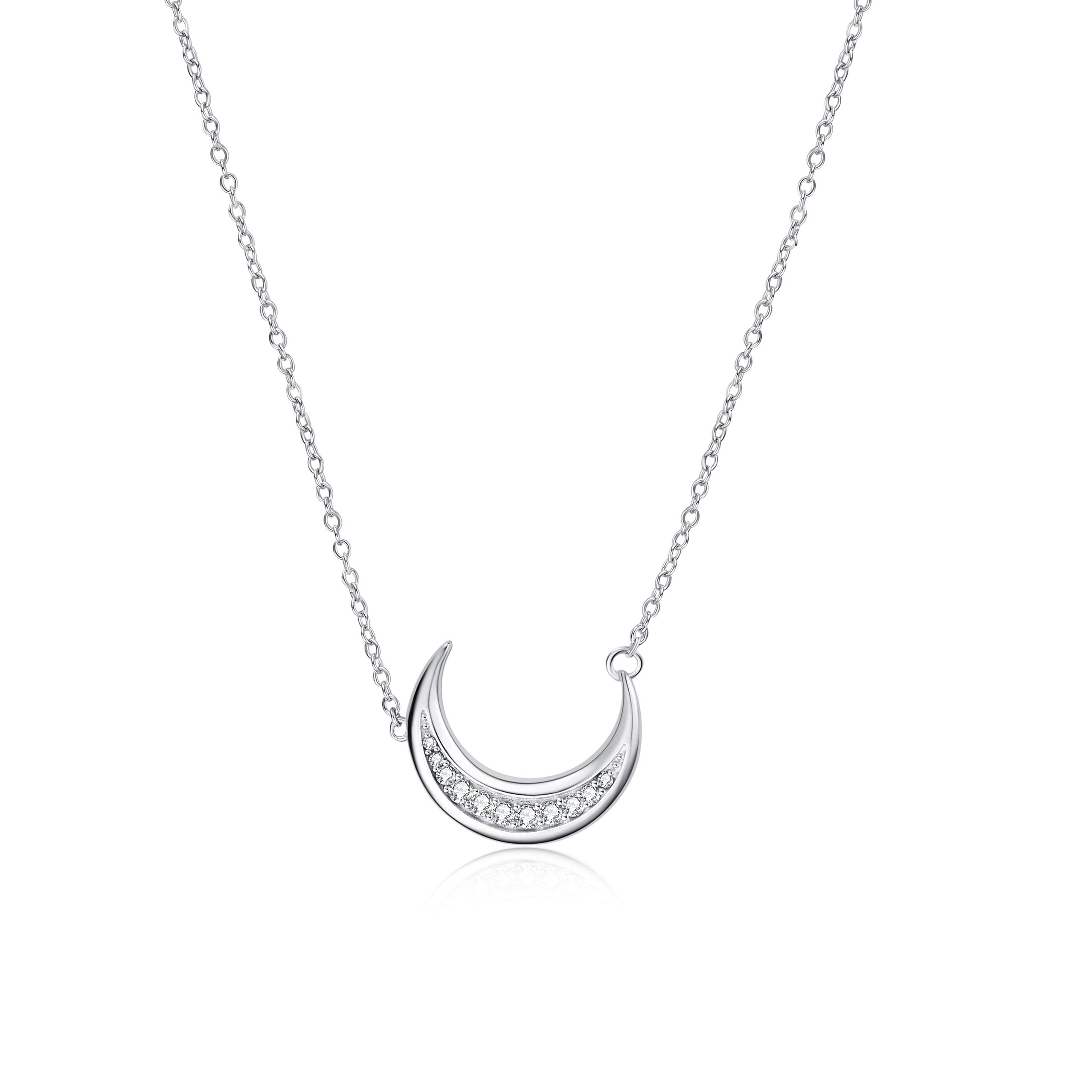 SOULMEET Sterling Silver Moon Necklace for Women - Elegant Birthday Gift, Long Distance Relationship Jewelry, Mother's Day & Christmas Present for Her - Perfect for Romantic Dates, Anniversary Celebrations and Special Occasions