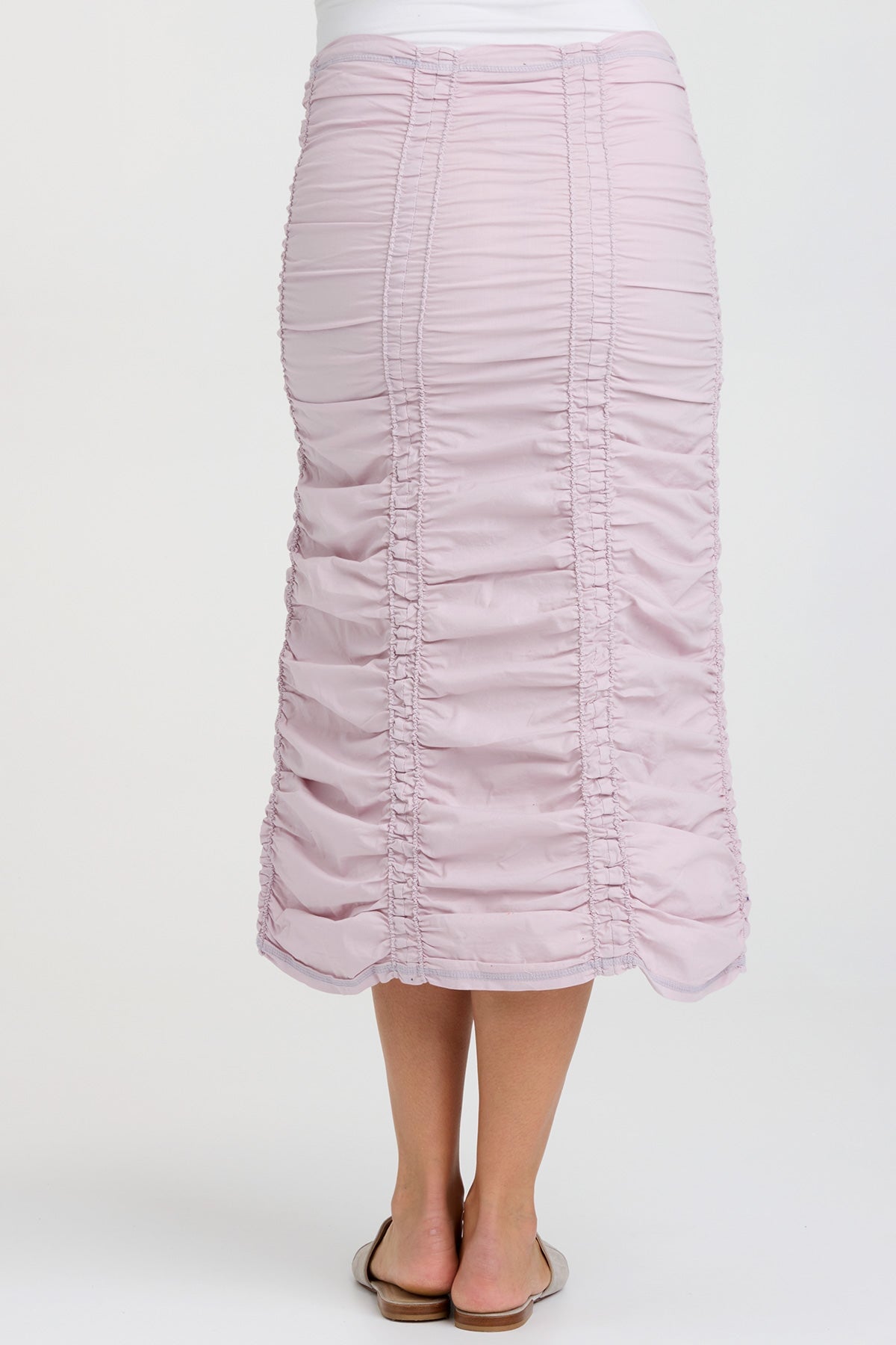 Double Shirred Panel Skirt for Women - Flowy A-Line Midi Skirt with Elastic Waist | Perfect for Summer Outfits, Beach Vacations & Boho Style