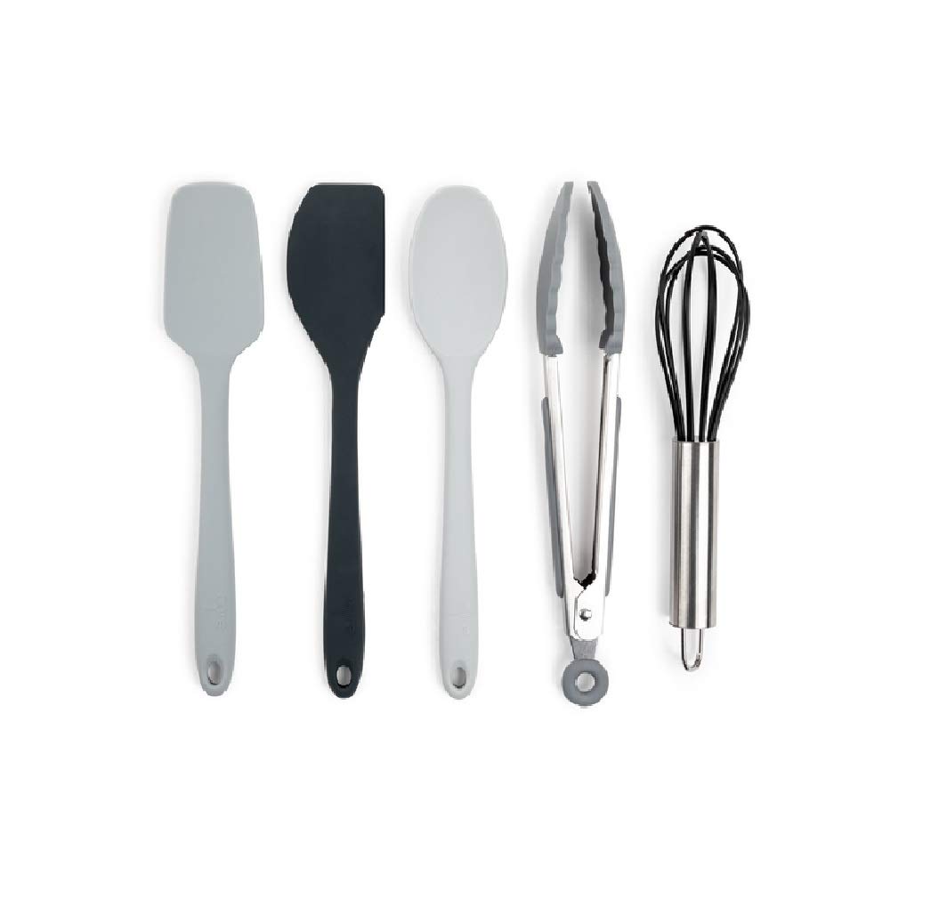 Core Kitchen Ac29905 Mini Utensil Set - 5-Piece Silicone Cooking Tools for Baking, Mixing & Serving | Non-Slip Grip, Heat Resistant & Dishwasher Safe | Perfect for Small Spaces, Camping & RV Kitchens