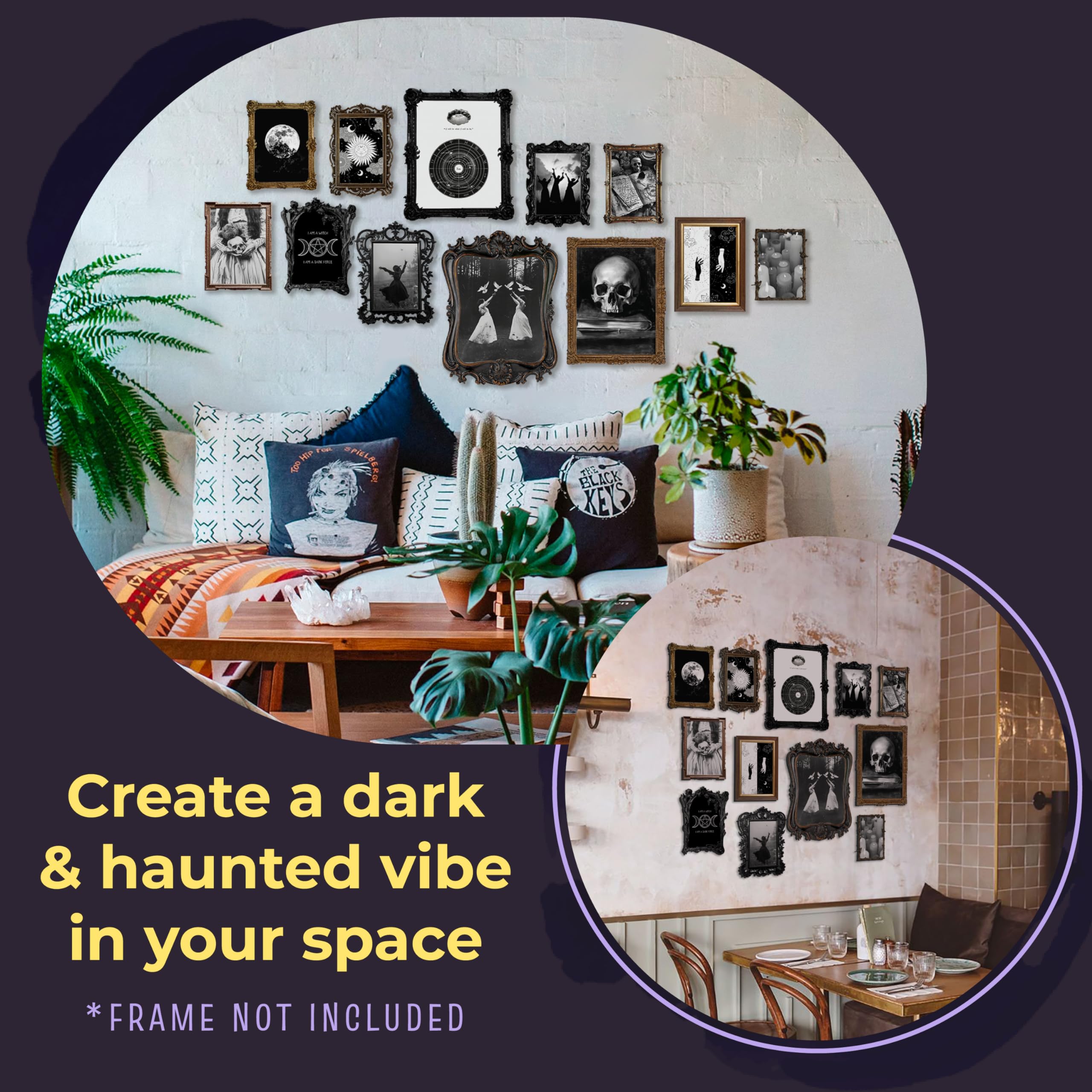 97 Decor Witchy Home Decor Aesthetic - Gothic Wall Art Prints, Dark Witch Paintings, Creepy Halloween Posters, Wiccan Spooky Wall Decor for Bedroom, Living Room & Office (8x10 Unframed) - Perfect for Gothic Themed Rooms, Halloween Party Decor & Witchcraft Altars