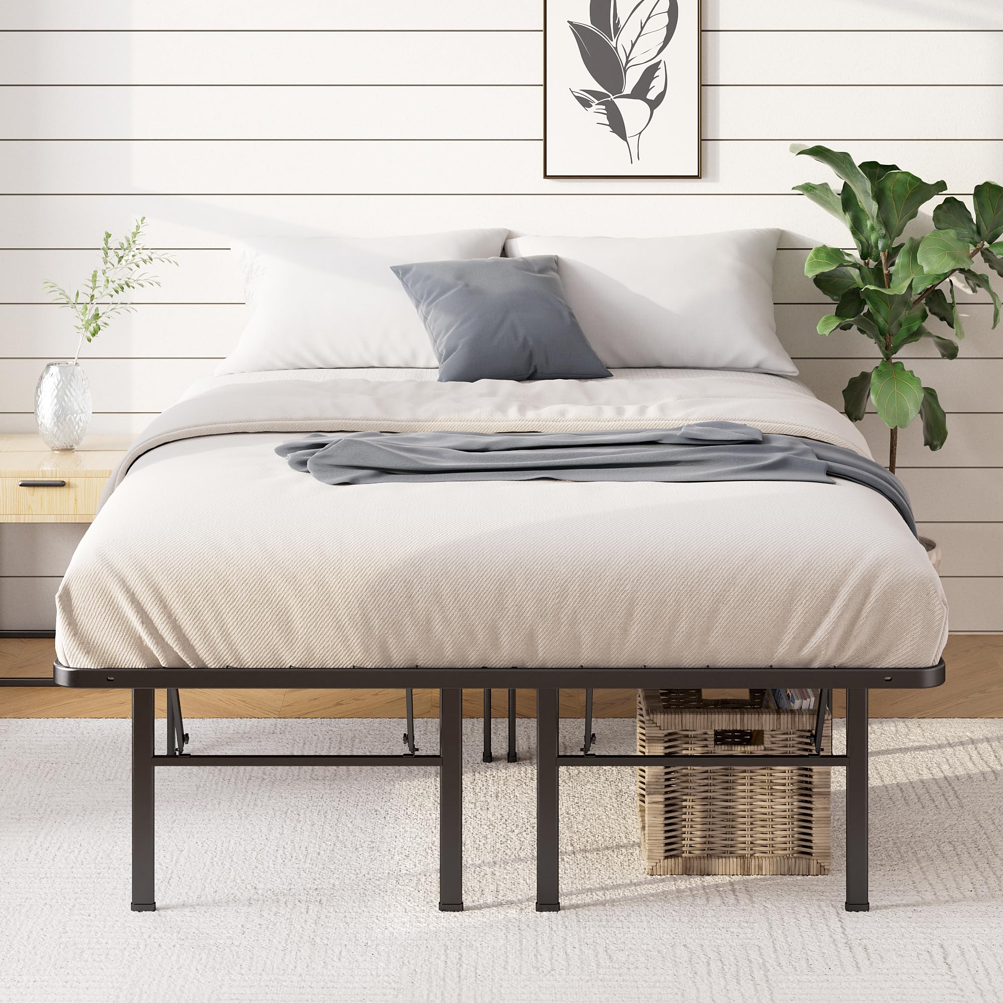 ZINUS SmartBase Heavy Duty 16 Inch Metal Platform Bed Frame - No Box Spring Needed, Sturdy Steel Frame with Underbed Storage, King Size - Perfect for Modern Bedrooms & Guest Rooms