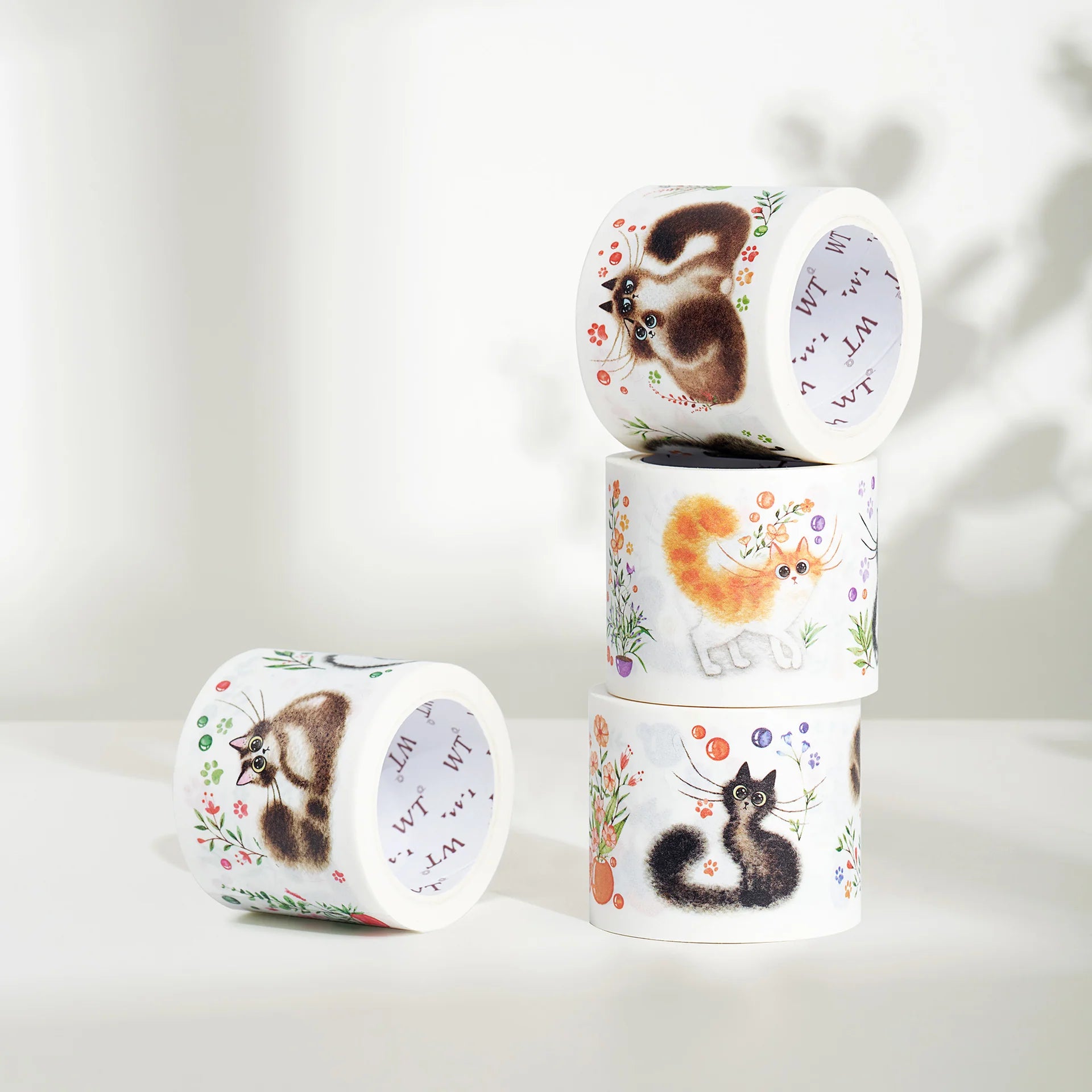 Cat Mood Washi Tape Sticker Set - 50pcs Cute Cat Pattern Decorative Tape for Scrapbooking, Journaling, DIY Crafts - Perfect for Bullet Journals, Gift Wrapping & Home Decor