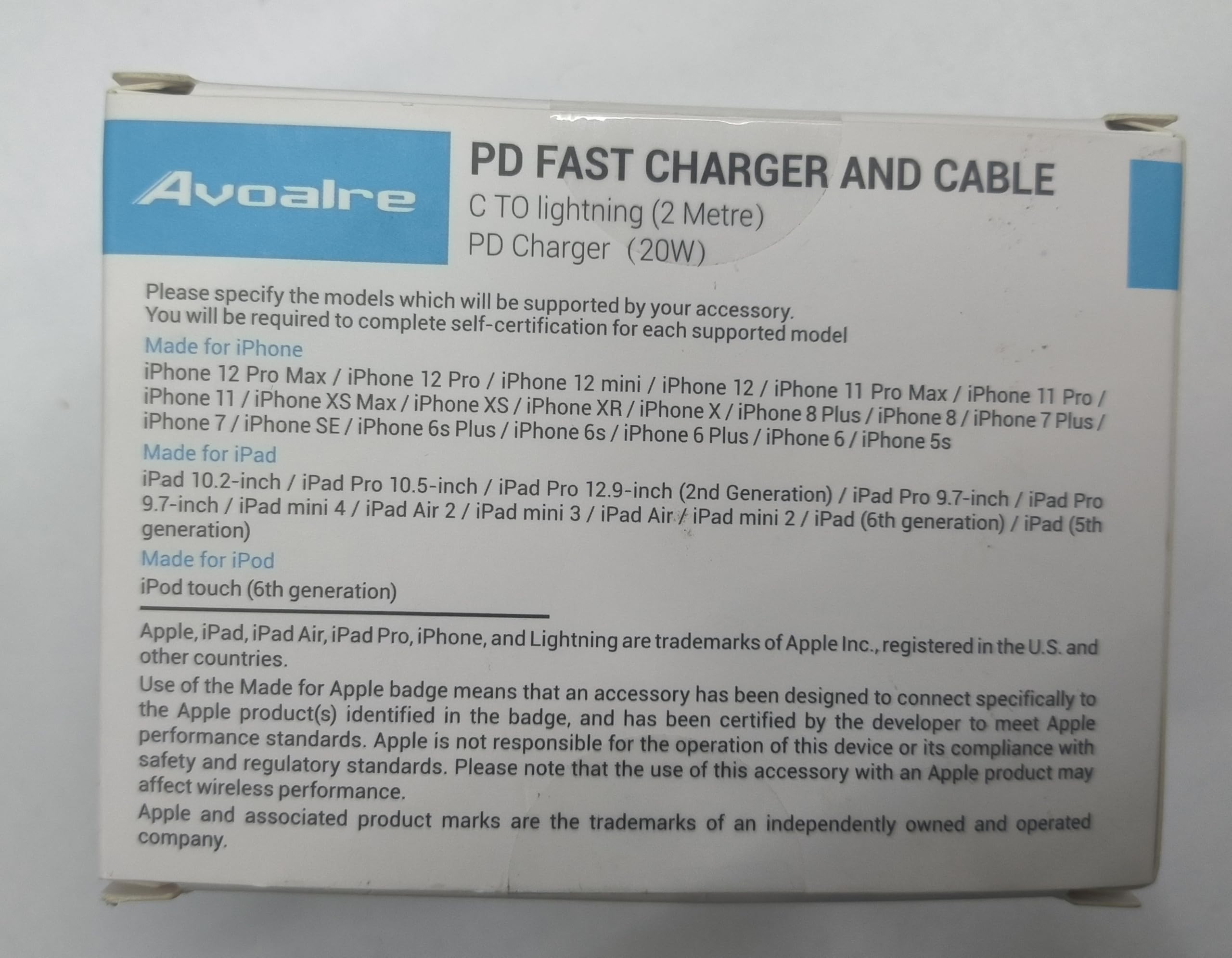 Avoalre 20W PD3.0 Fast Charger with 2-Port USB C & 2m USB C to Lightning Cable - Compatible with iPhone 14/13/12/11 Pro Max/Mini/XR/XS/SE 2020/8 Plus, iPad Pro & AirPods - Perfect for Home, Office & Travel Charging