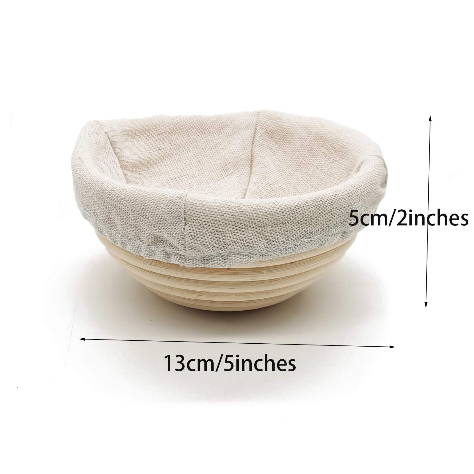 Organic Banneton Bread Proofing Basket Set - 4 Pack Mini Round 5 Inch Sourdough Dough Rising & Fermentation Bowls for Artisan Bread Baking | Perfect for Home Bakers & Professional Kitchens