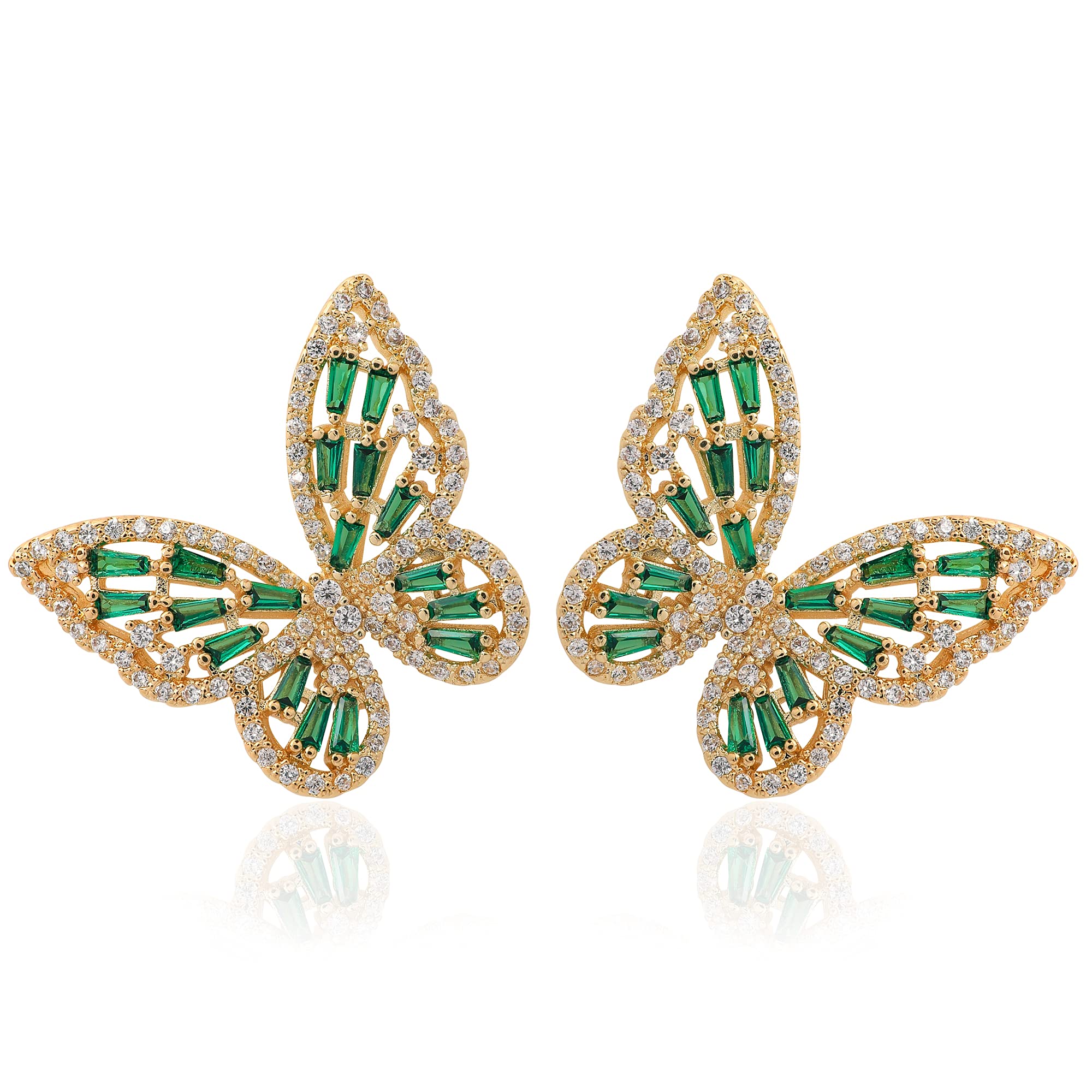 Sparkling Rhinestone Butterfly Bow Earrings for Women - Gold & Silver Cubic Zirconia (CZ) Stud Drop Dangle Earrings - Hypoallergenic Sterling Silver Jewelry - Perfect for Valentine's Day, Prom, Wedding, Bridal & Mother's Day Gifts - Elegant for Date Nights, Parties & Special Occasions