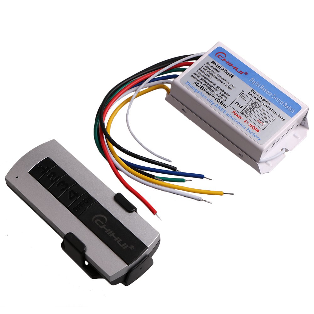 4-Channel 220V White Wireless Digital Remote Control Switch Transmitter - On/Off for Lamps & Lights - Perfect for Home Automation, Smart Lighting Control, and DIY Electrical Projects