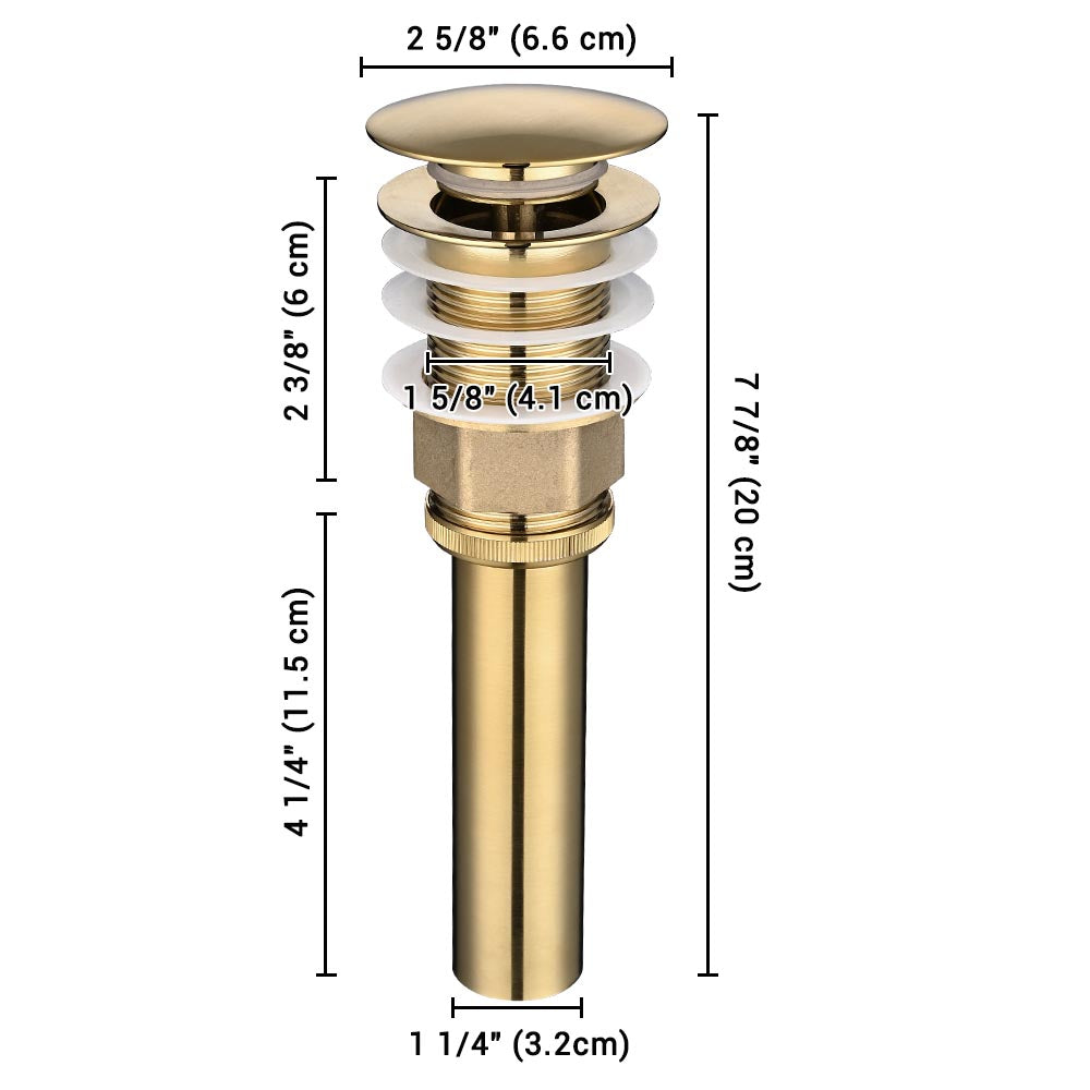 TheLAShop 1 5/8 Inch Pop Up Drain Stopper with Tray - Golden Bathroom Sink Drain Cover for Bathroom Vanity & Vessel Sinks - Easy Installation & Durable Design