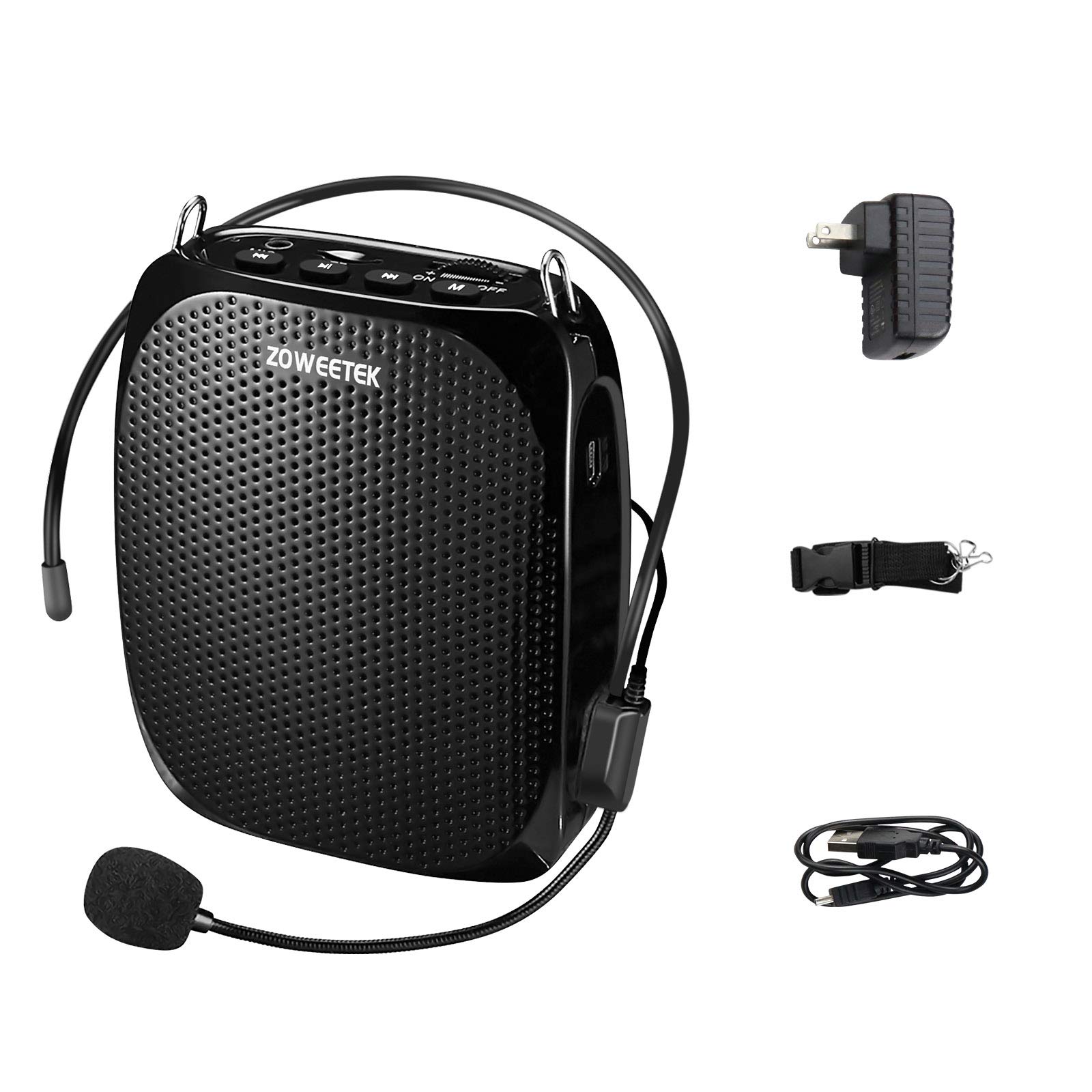 ZOWEETEK Portable Rechargeable Mini Voice Amplifier with Wired Microphone Headset & Waistband - MP3 Audio Support for Teachers, Singers, Coaches, Presentations & Tour Guides | Ideal for Classroom Teaching, Karaoke, Public Speaking & Outdoor Events