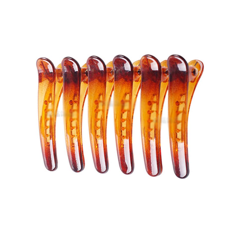 12PCS Brown Plastic Metal Alligator Hair Clips - Professional Salon Hair Barrettes with Non-Slip Duck Bill Teeth (4.9CM) - Perfect for Styling, Curling, and Hair Extensions
