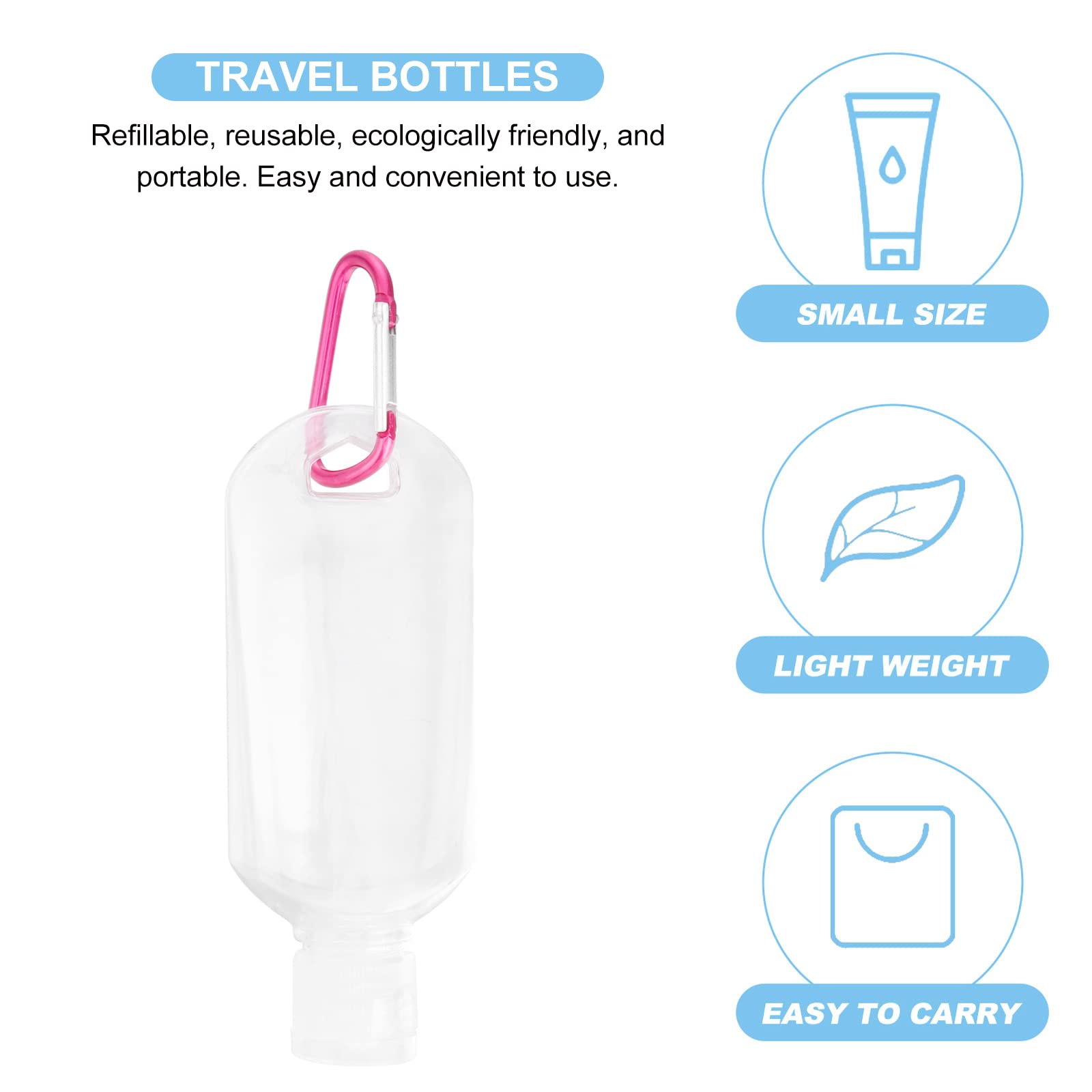 16pcs Travel-Sized 60ml Clear Plastic Keychain Bottles - Leakproof Squeeze Containers with Flip Cap for Cosmetics, Toiletries & Liquids - Perfect for TSA-Compliant Travel, Gym Essentials & On-The-Go Organization